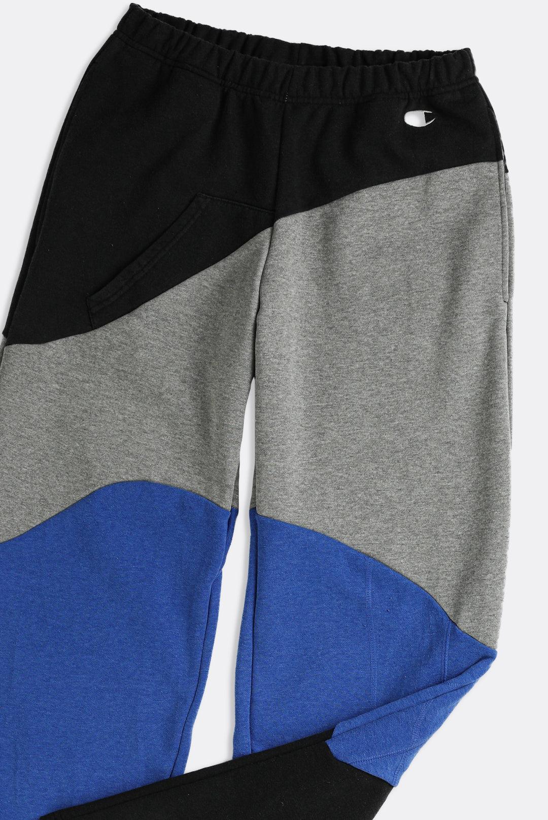 Rework Champion Wave Sweatpants - L-BOTTOMS-Champion-Frankie Collective Rare Vintage Streetwear Reworks