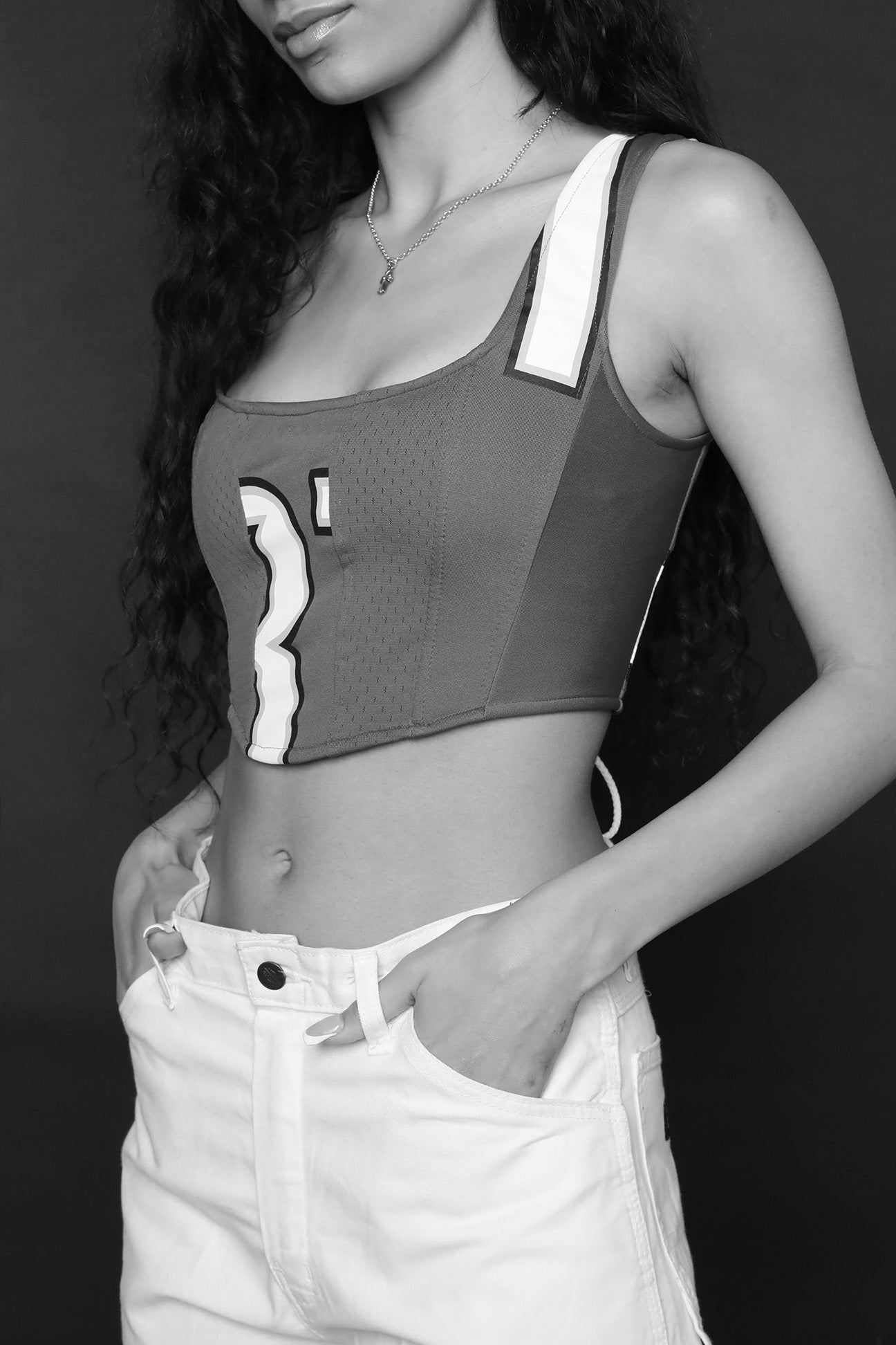 Rework Bobcats NBA Jersey Corset - L-TOPS-NBA-Frankie Collective Rare Vintage Streetwear Reworks