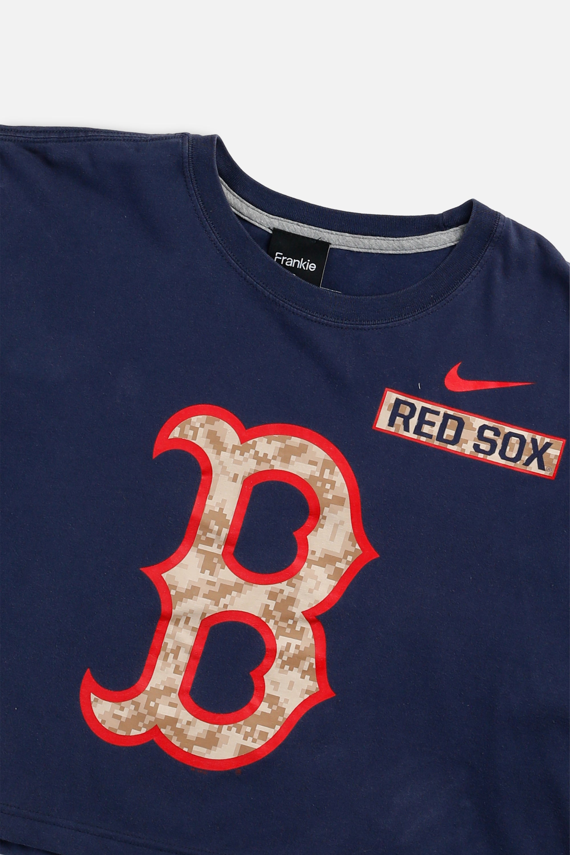 Rework Boston Red Sox MLB Crop Tee - XL-TOPS-MLB-XL-Frankie Collective Rare Vintage Streetwear Reworks