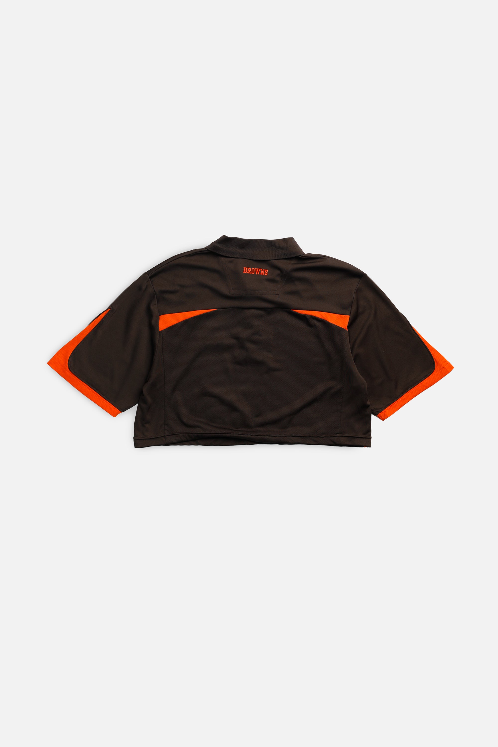 Rework Cleveland Browns NFL Crop Collared Tee - L-TOPS-NFL-L-Frankie Collective Rare Vintage Streetwear Reworks