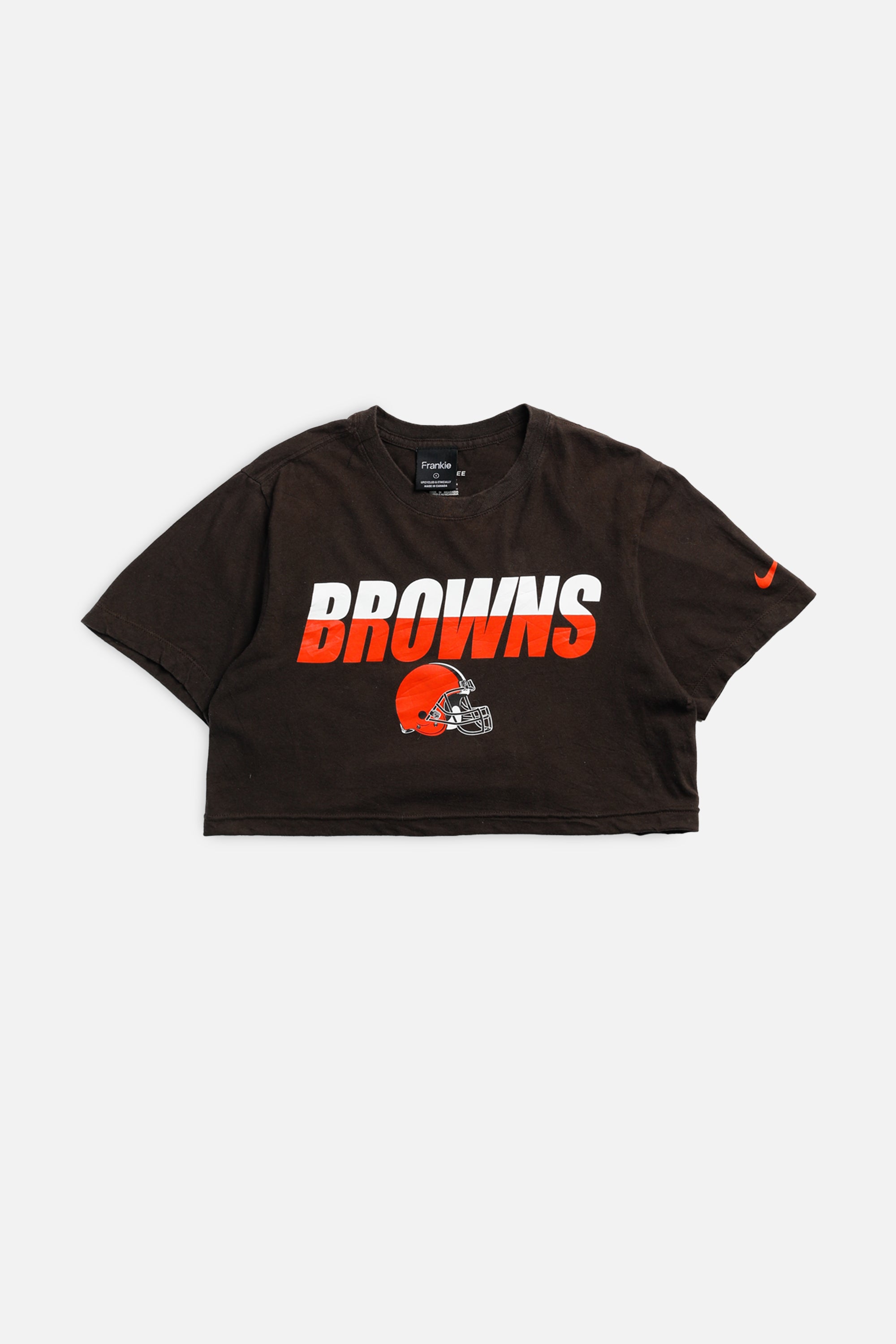 Rework Cleveland Browns NFL Crop Tee - S-TOPS-NFL-S-Frankie Collective Rare Vintage Streetwear Reworks