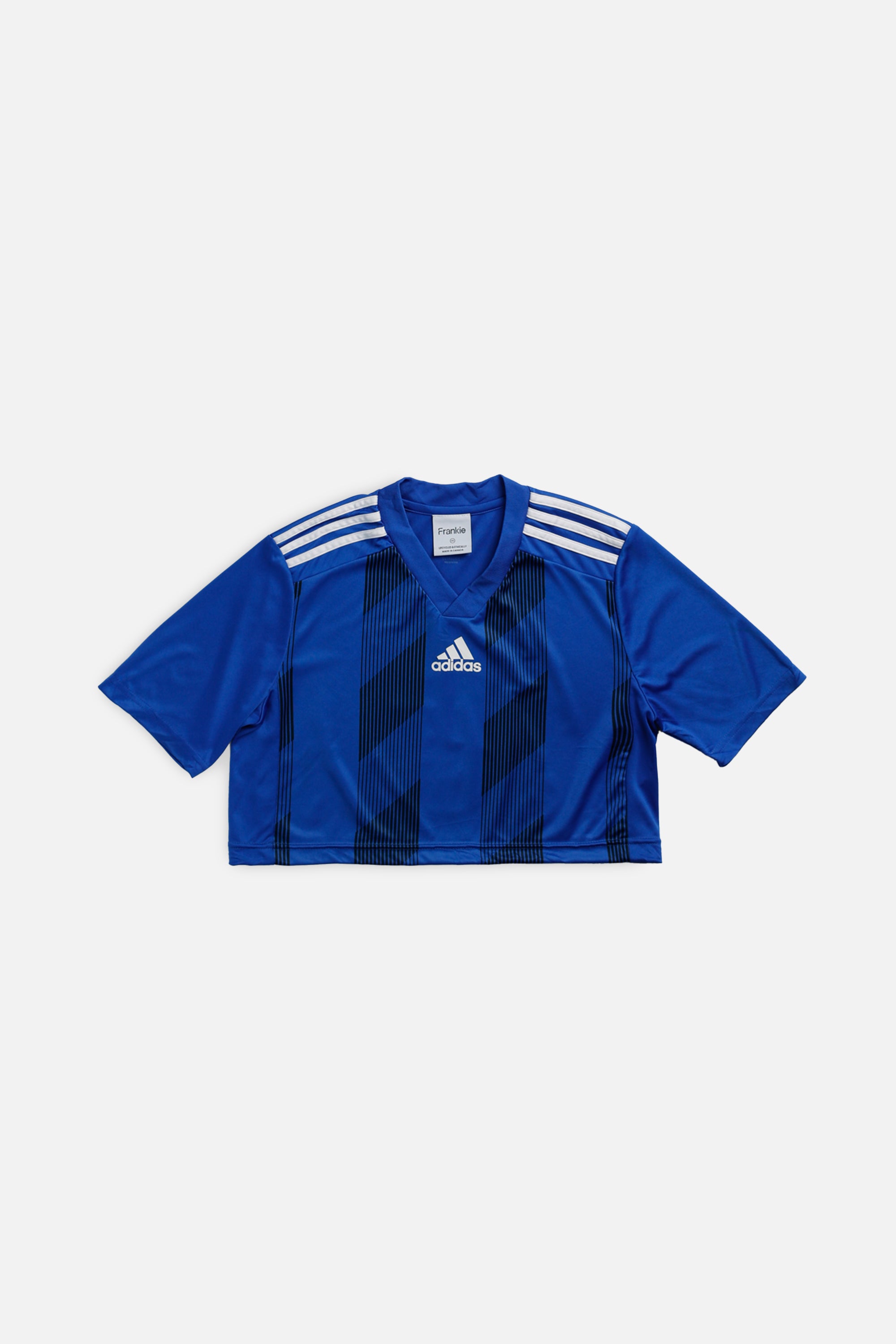 Rework Crop Adidas Soccer Jersey - XS-JERSEYS-vendor-unknown-XS-Frankie Collective Rare Vintage Streetwear Reworks