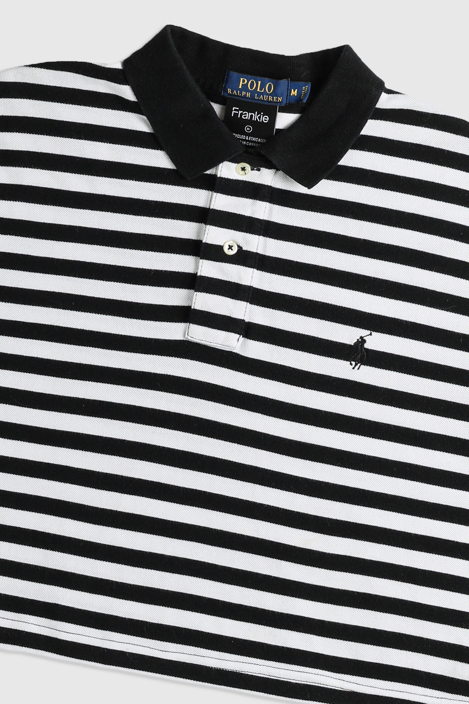 Rework Crop Collared Tee - XL-TOPS-vendor-unknown-Frankie Collective Rare Vintage Streetwear Reworks