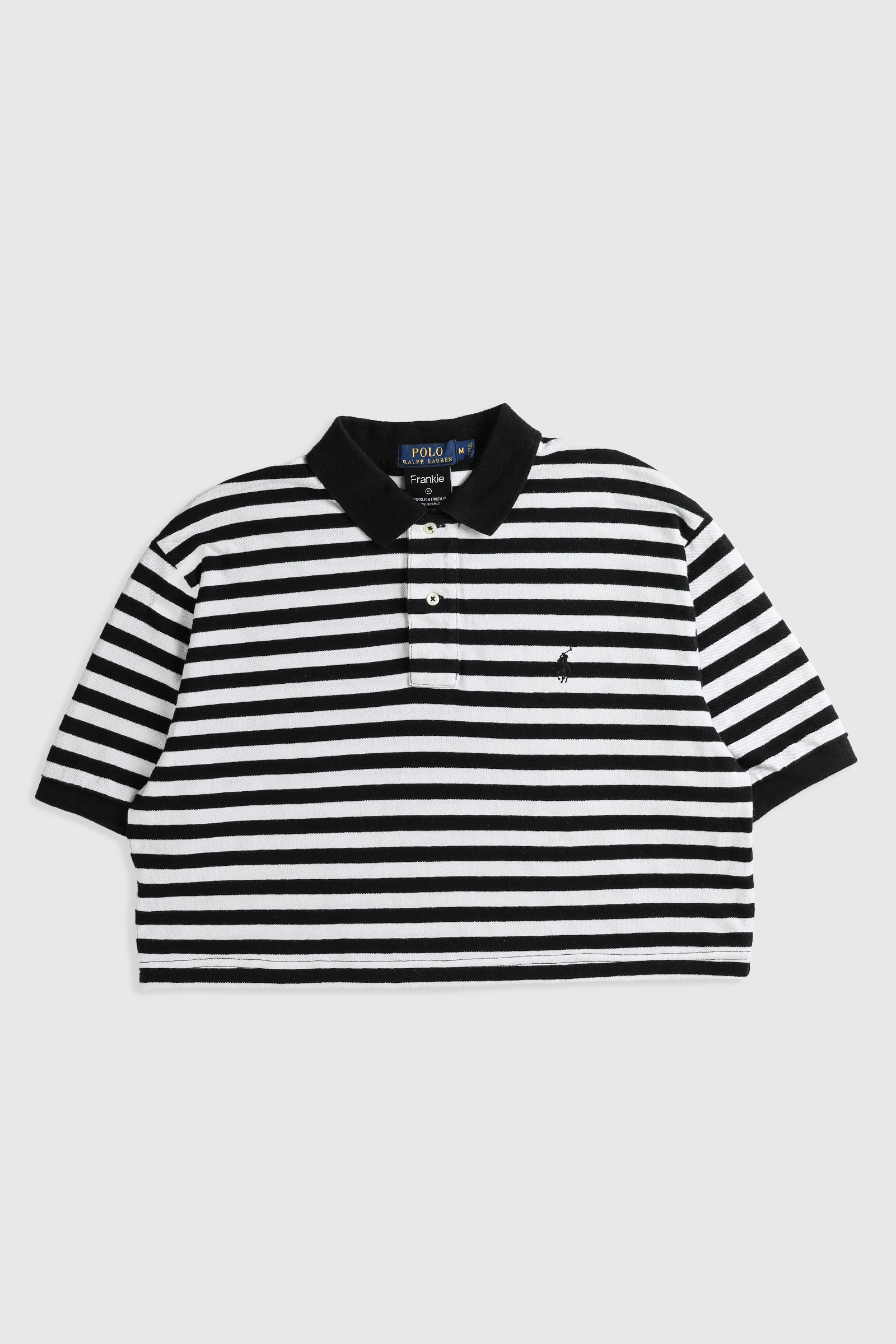 Rework Crop Collared Tee - XL-TOPS-vendor-unknown-Frankie Collective Rare Vintage Streetwear Reworks