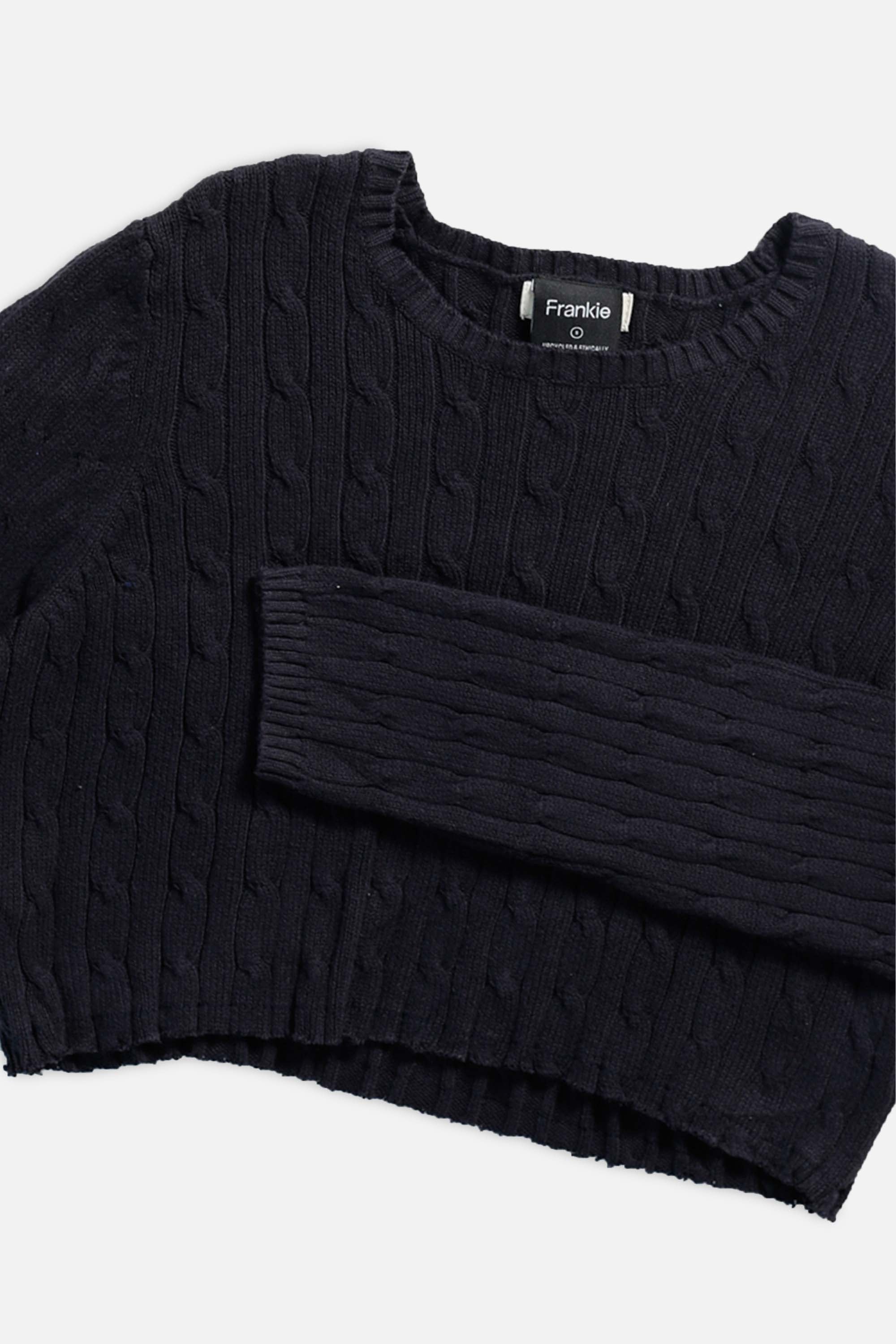 Rework Crop Knit Sweater - S-SWEATERS-vendor-unknown-S-Frankie Collective Rare Vintage Streetwear Reworks