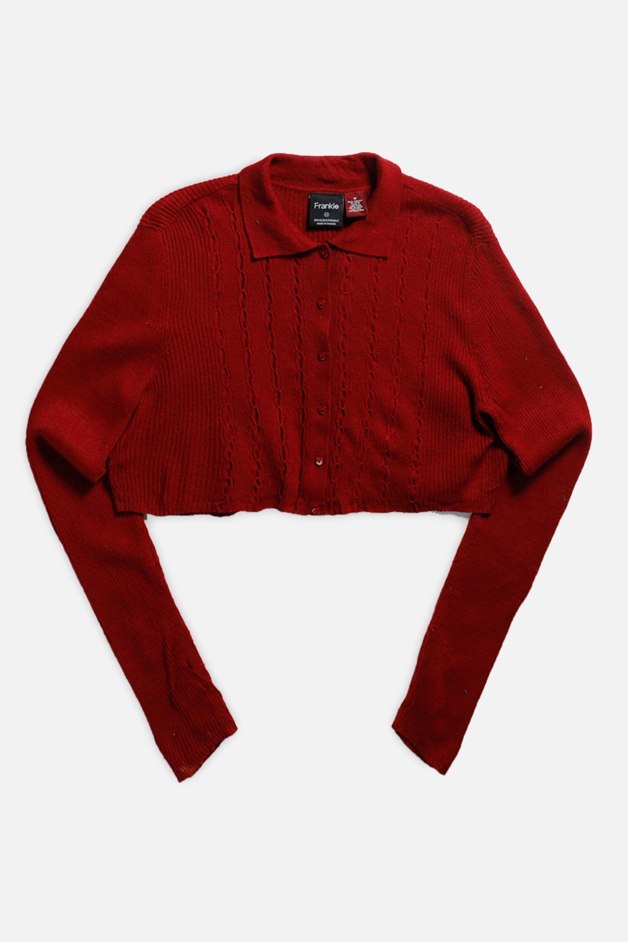 Rework Crop Knit Sweater - XS-SWEATERS-vendor-unknown-XS-Frankie Collective Rare Vintage Streetwear Reworks