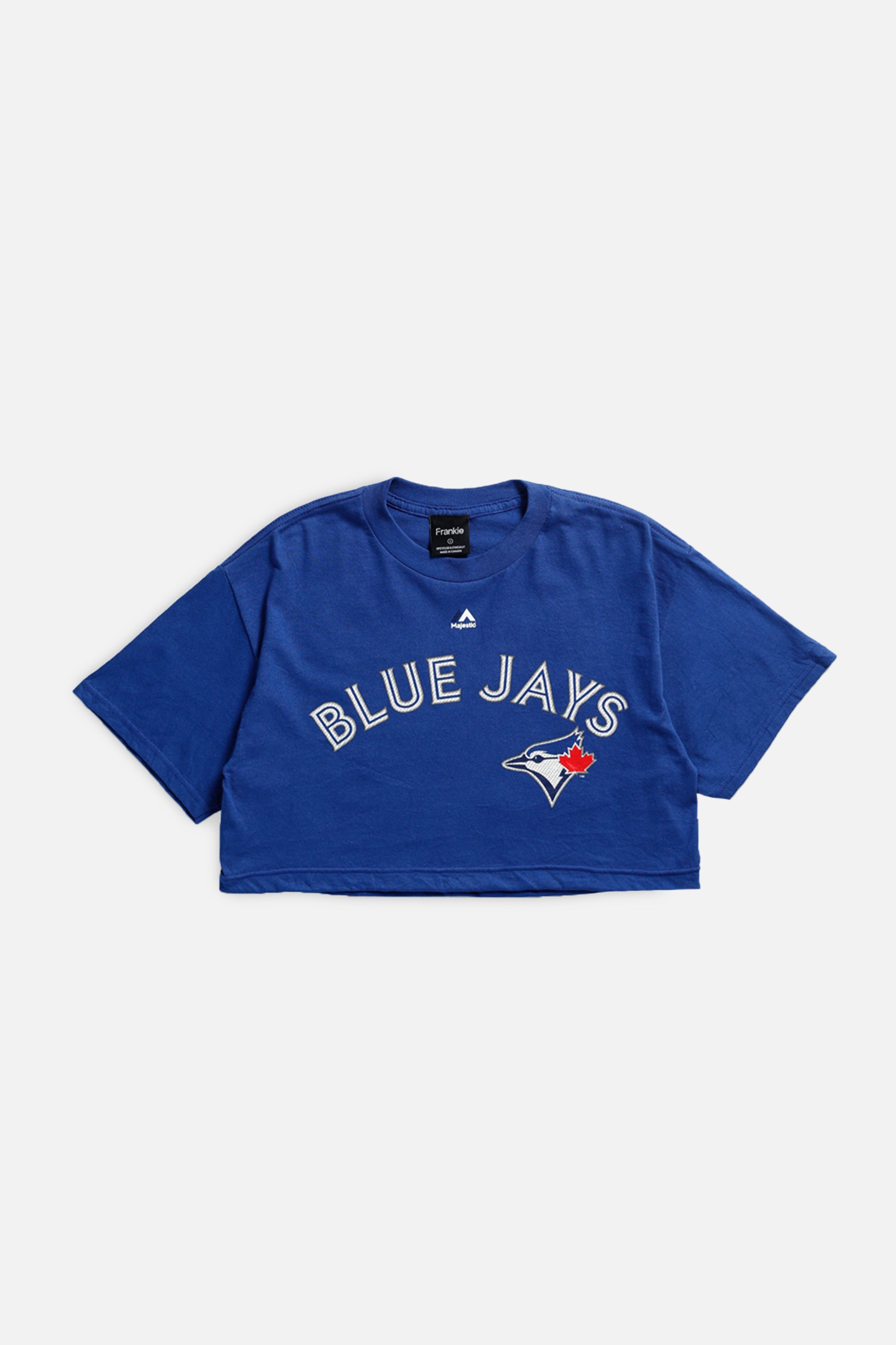 Rework Crop Toronto Blue Jays MLB Tee - S-TOPS-MLB-S-Frankie Collective Rare Vintage Streetwear Reworks