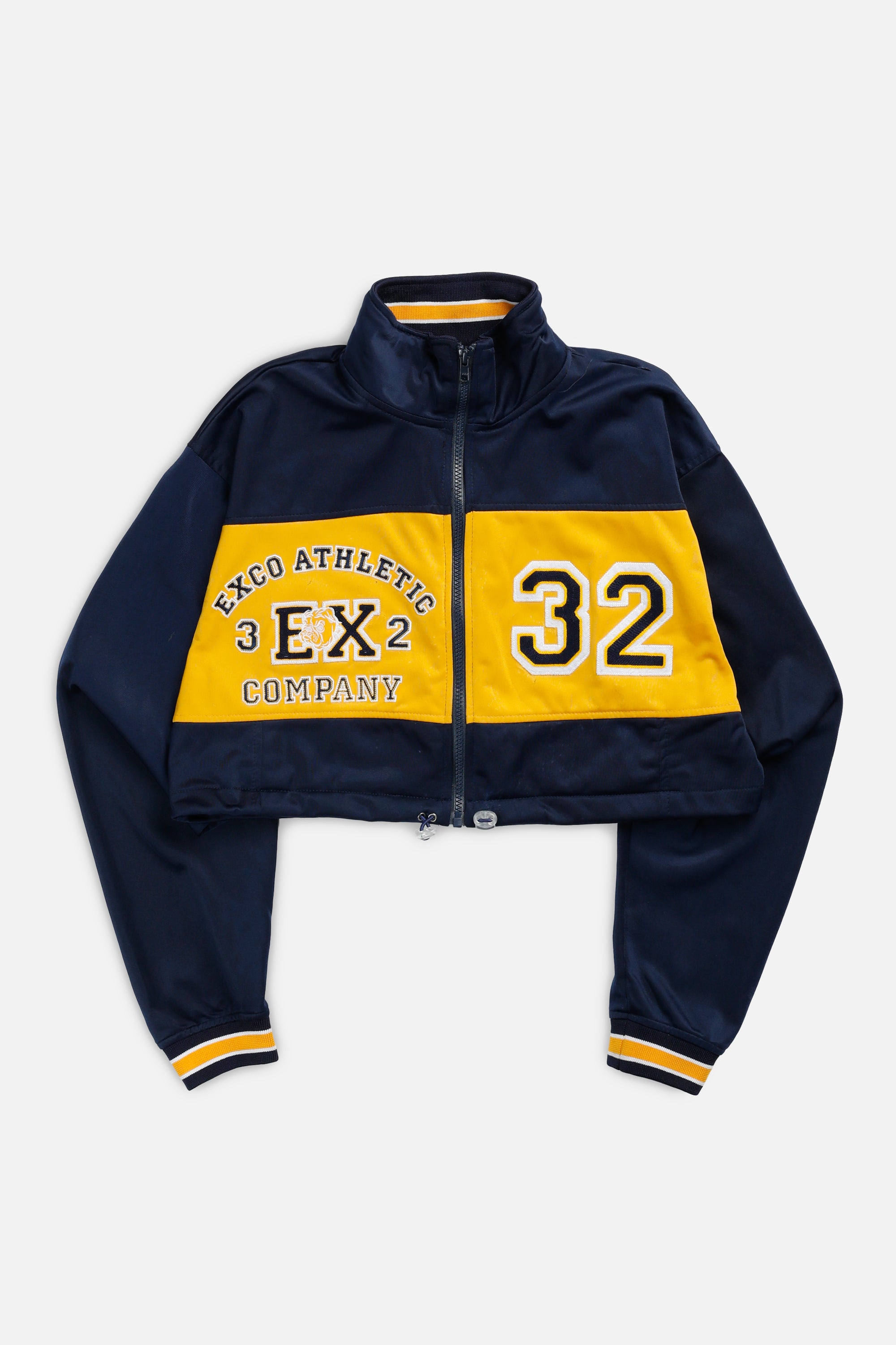 Rework Exco Athletics Cinched Crop Sweatshirt - L-SWEATERS-vendor-unknown-L-Frankie Collective Rare Vintage Streetwear Reworks