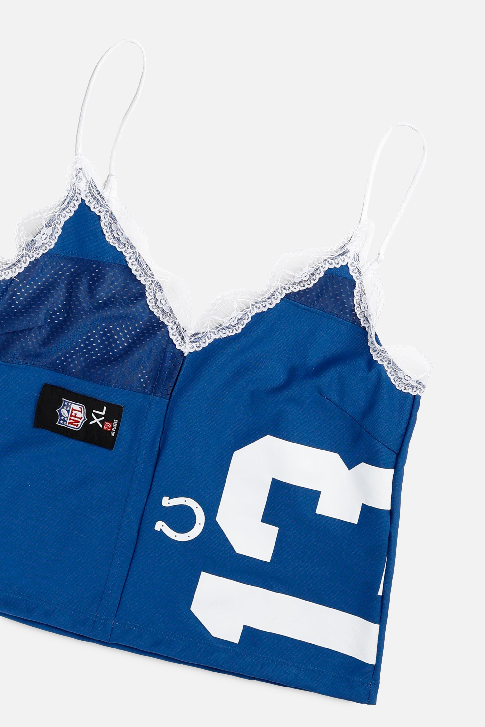 Rework Indianapolis Colts NFL Lace Tank - M-TOPS-NFL-M-Frankie Collective Rare Vintage Streetwear Reworks