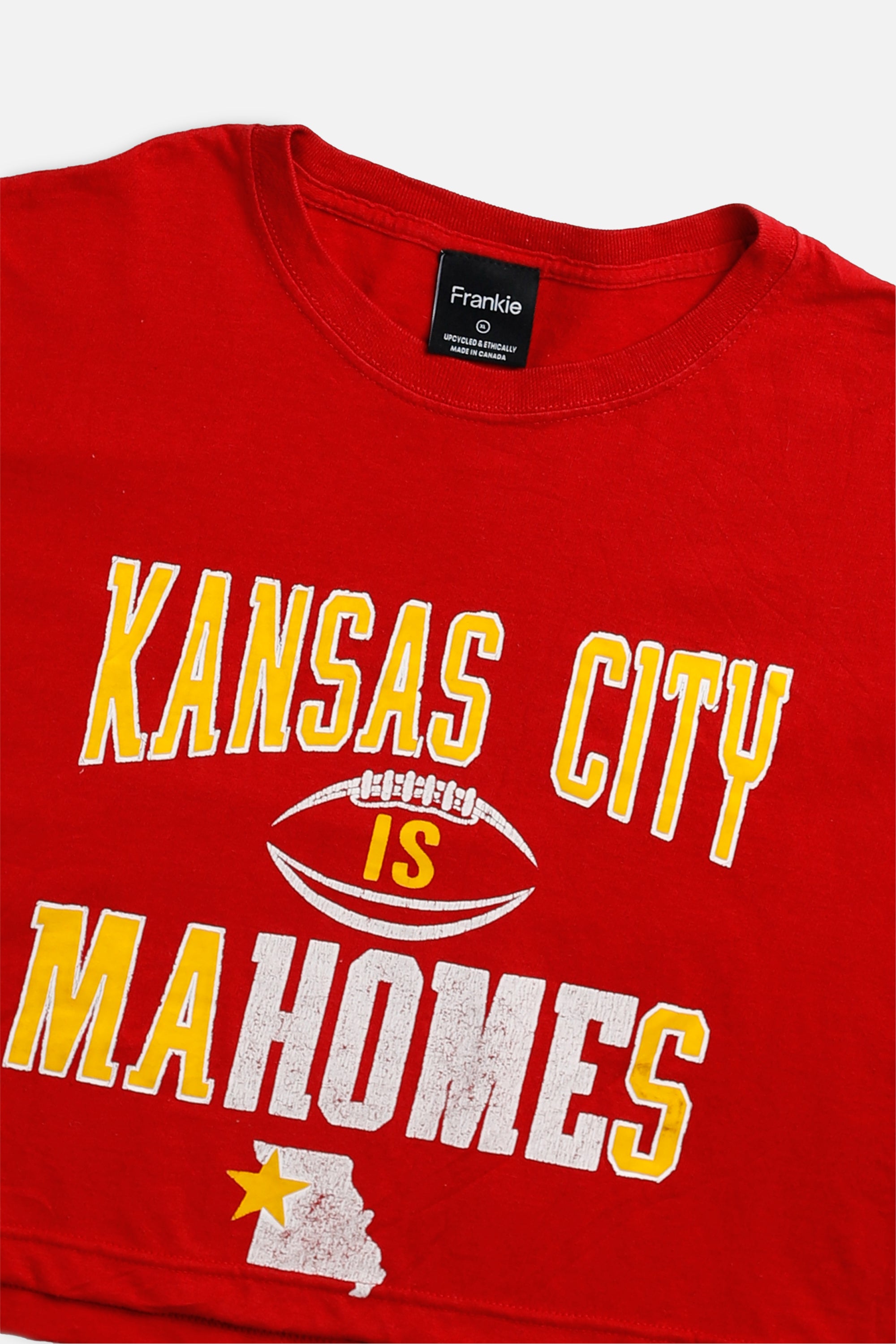 Rework Kansas City Chiefs NFL Crop Tee - XL-TOPS-NFL-XL-Frankie Collective Rare Vintage Streetwear Reworks