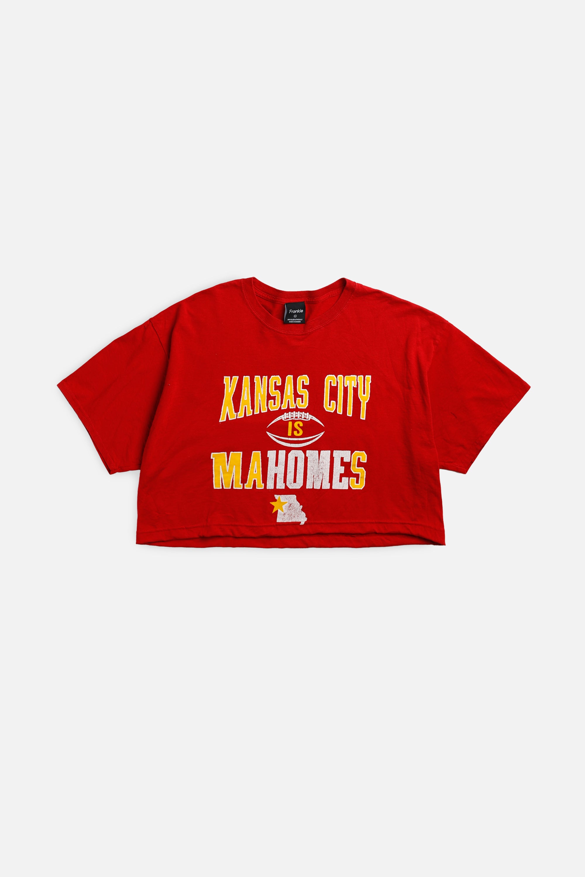 Rework Kansas City Chiefs NFL Crop Tee - XL-TOPS-NFL-XL-Frankie Collective Rare Vintage Streetwear Reworks