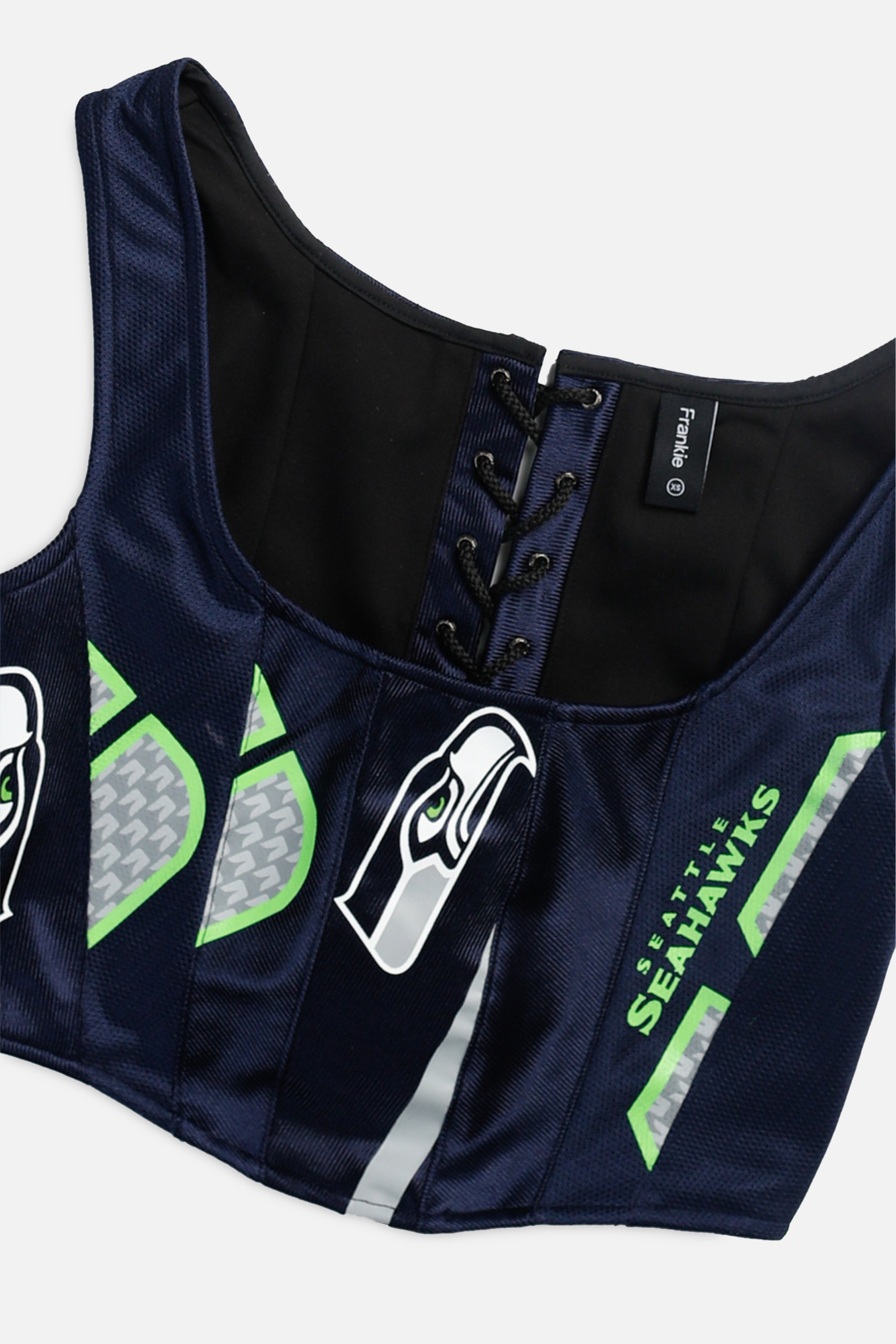 Rework Seattle Seahawks NFL Corset - XS-TOPS-NFL-XS-Frankie Collective Rare Vintage Streetwear Reworks