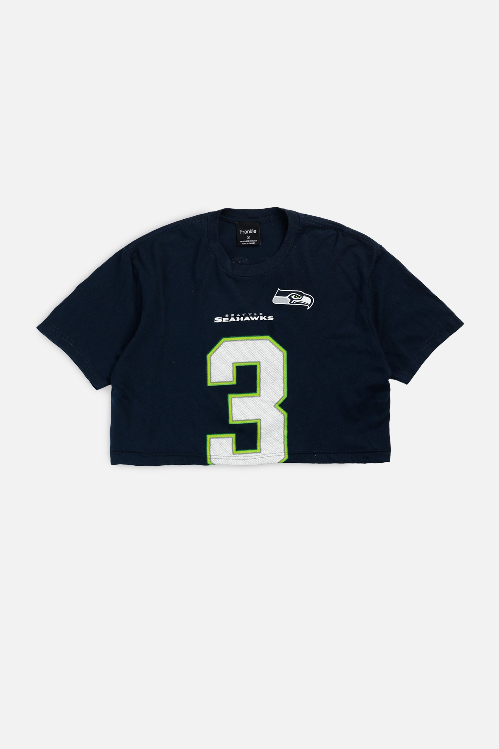 Rework Seattle Seahawks NFL Crop Tee - S-TOPS-NFL-S-Frankie Collective Rare Vintage Streetwear Reworks