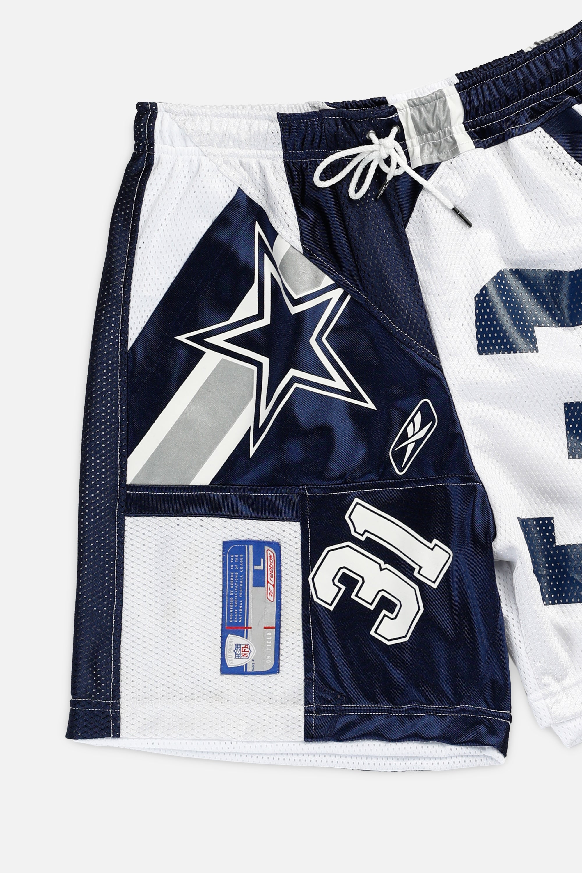 Unisex Rework Dallas Cowboys NFL Jersey Shorts - L-BOTTOMS-NFL-Women's L - Men's M-Frankie Collective Rare Vintage Streetwear Reworks