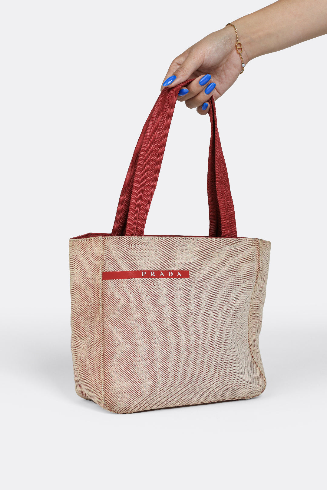 Vintage Prada Linen Tote Bag-BAGS-Prada-Frankie Collective Rare Vintage Streetwear Reworks