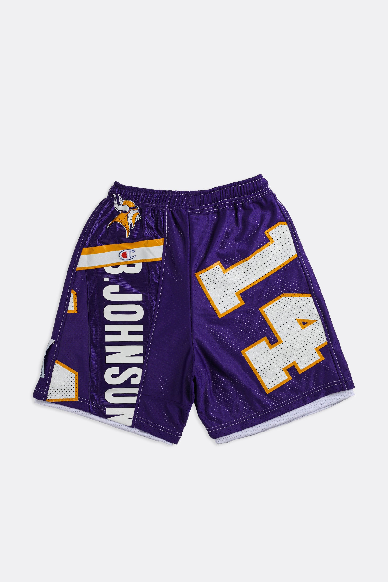 Unisex Rework Vikings NFL Jersey Shorts - Women-S, Men-XS-BOTTOMS-NFL-Frankie Collective Rare Vintage Streetwear Reworks