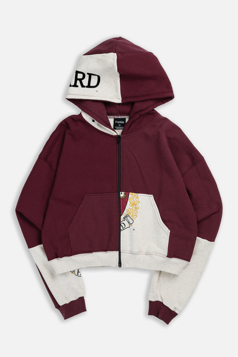 Rework Harvard Crop Zip Hoodie - M