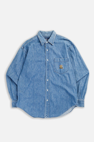 Vintage Denim Button Up Shirt - L