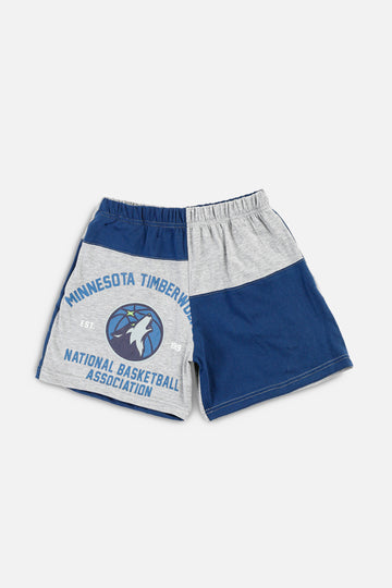 Unisex Rework Minnesota Timberwolves NBA Patchwork Tee Shorts - XS