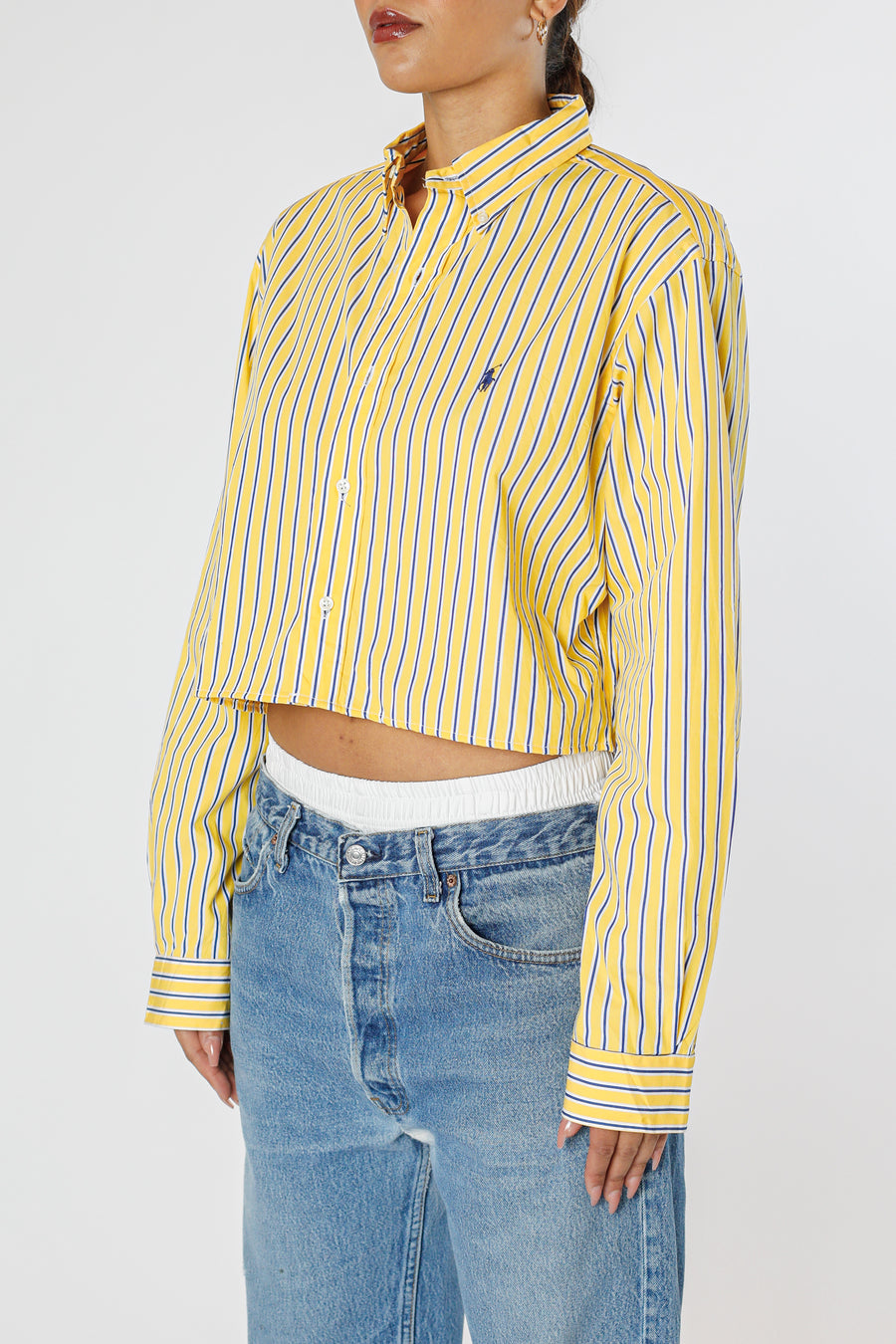 Rework Oxford Crop Shirt - M