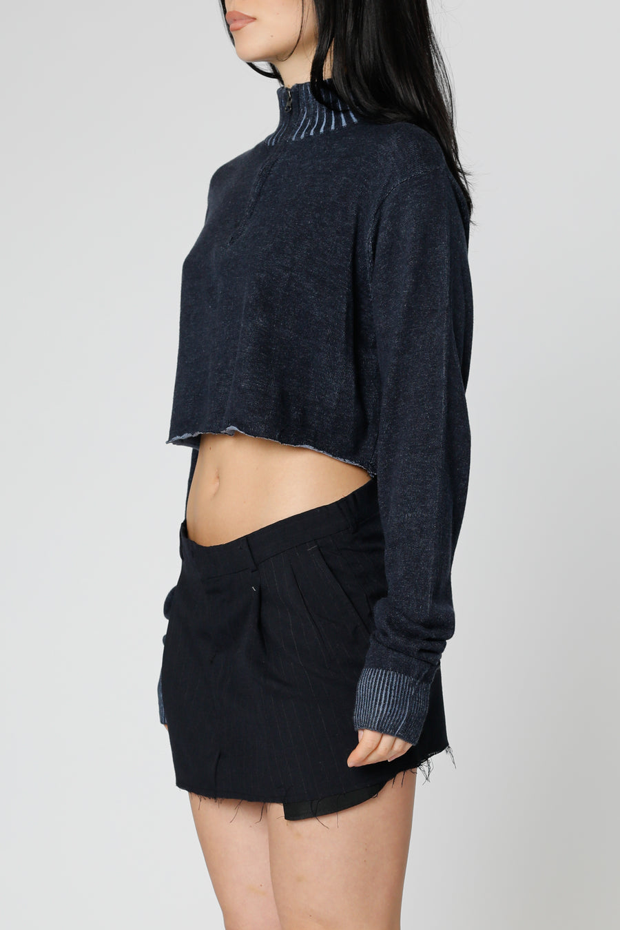 Rework Crop Knit Sweater - M