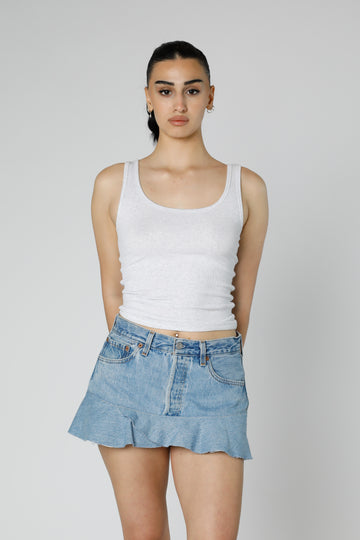 Rework Denim Flounce Skirt - M