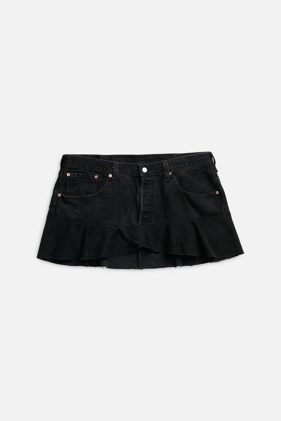 Rework Denim Flounce Skirt - XL