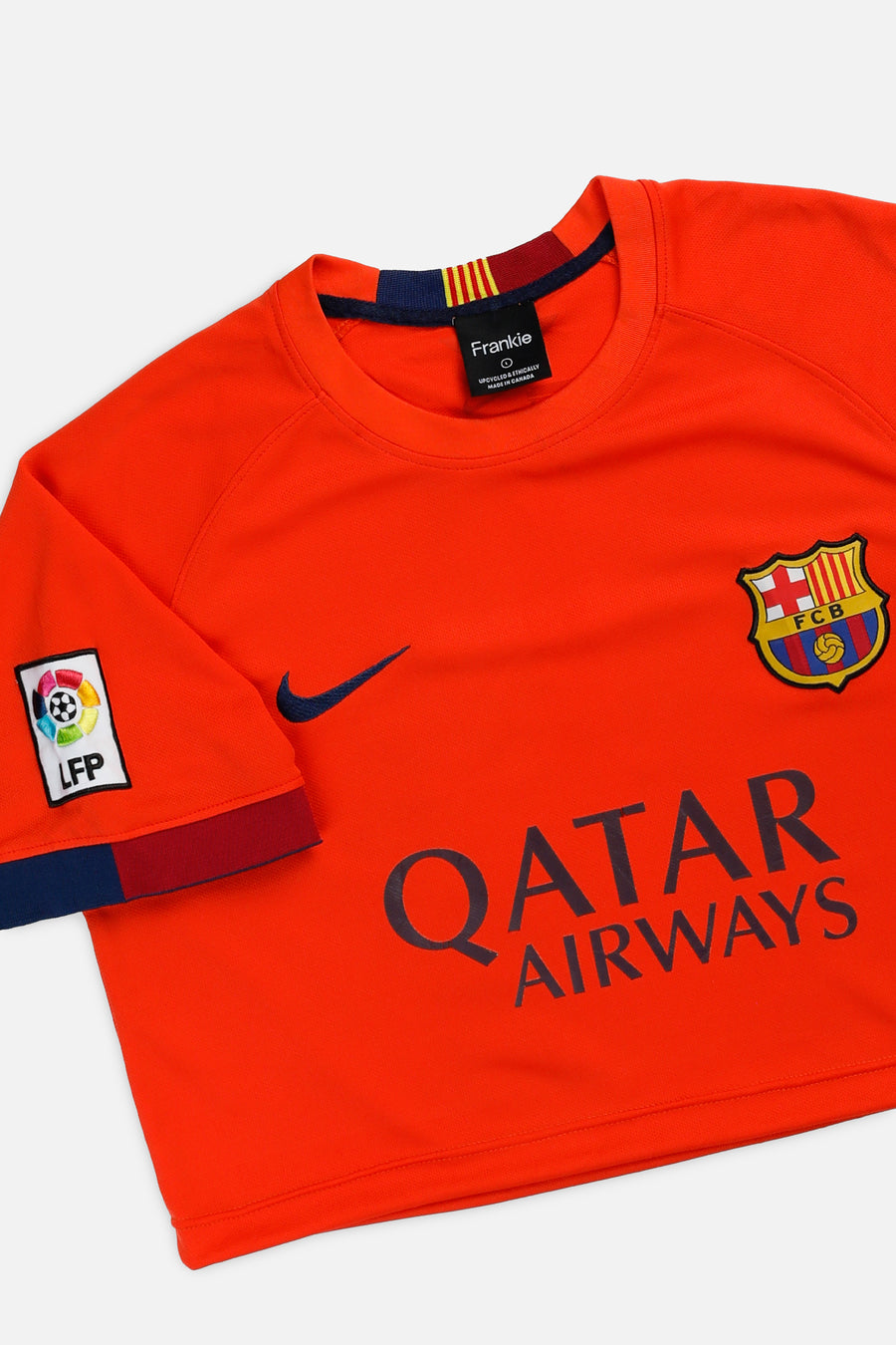 Rework Crop Barcelona Soccer Jersey - L