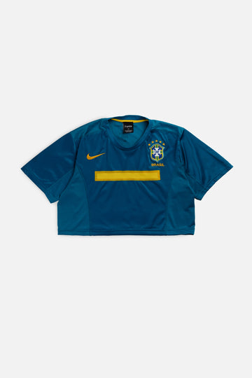 Rework Crop Brazil Soccer Jersey - L