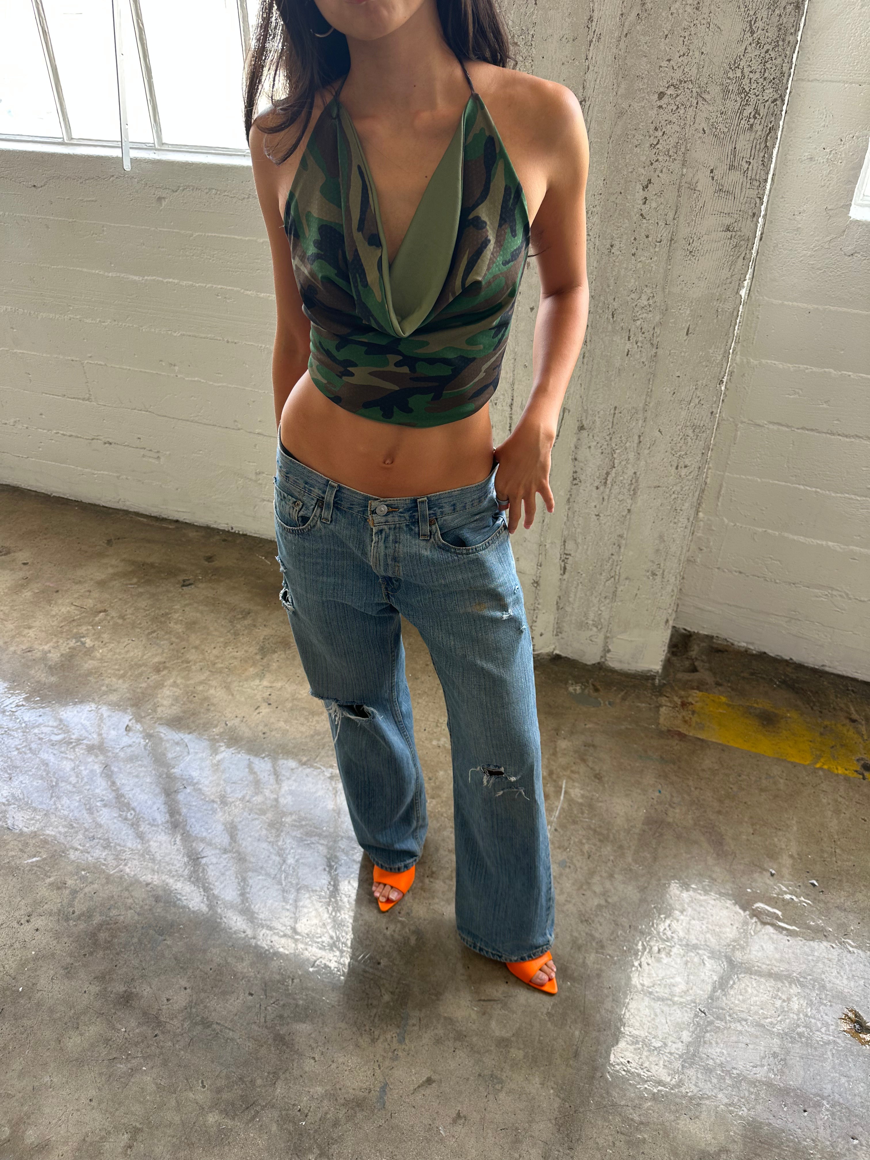 Vintage Y2K Camo Halter Top