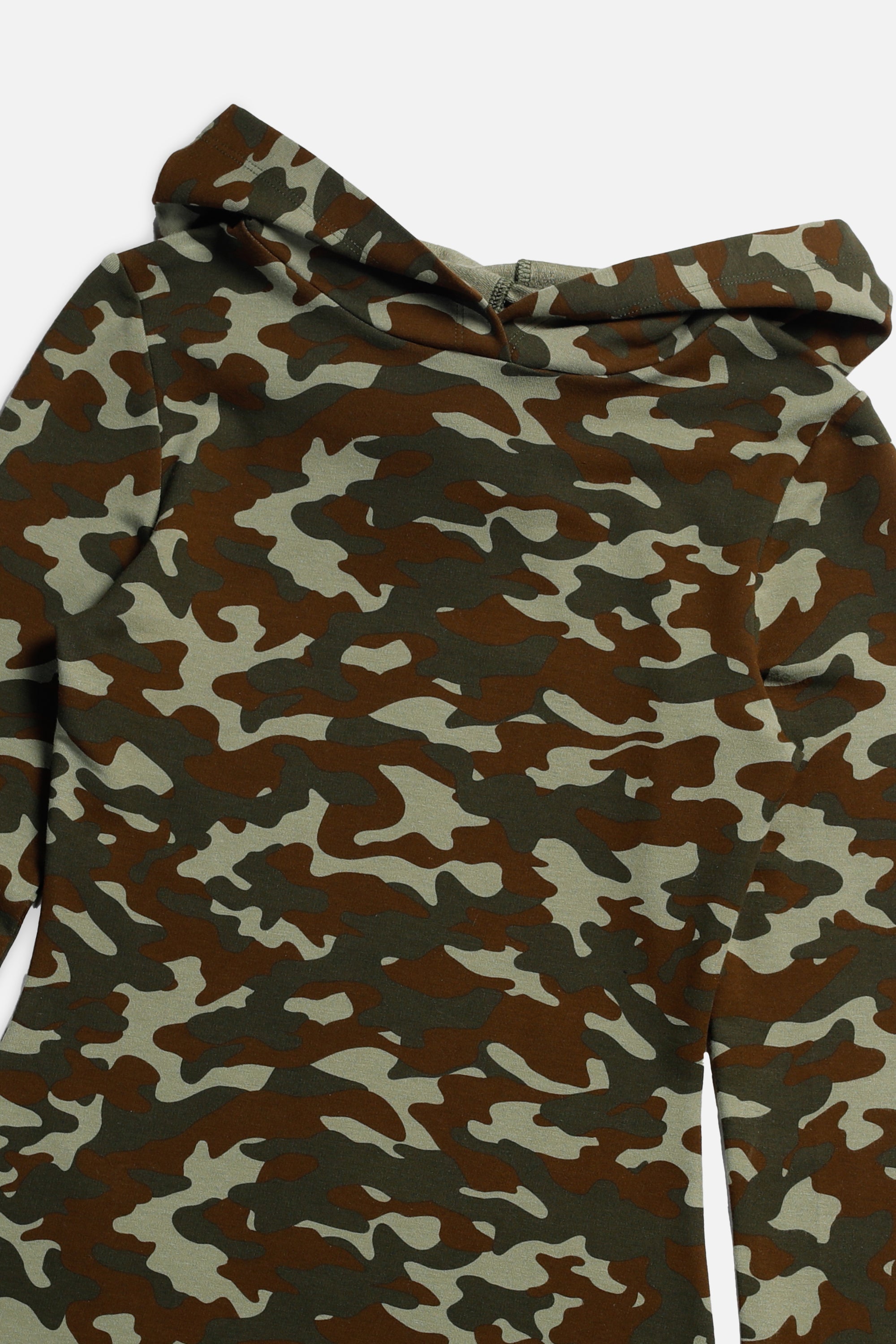 Camo Hooded Dress - Olive-DRESSES-Frankie-Frankie Collective