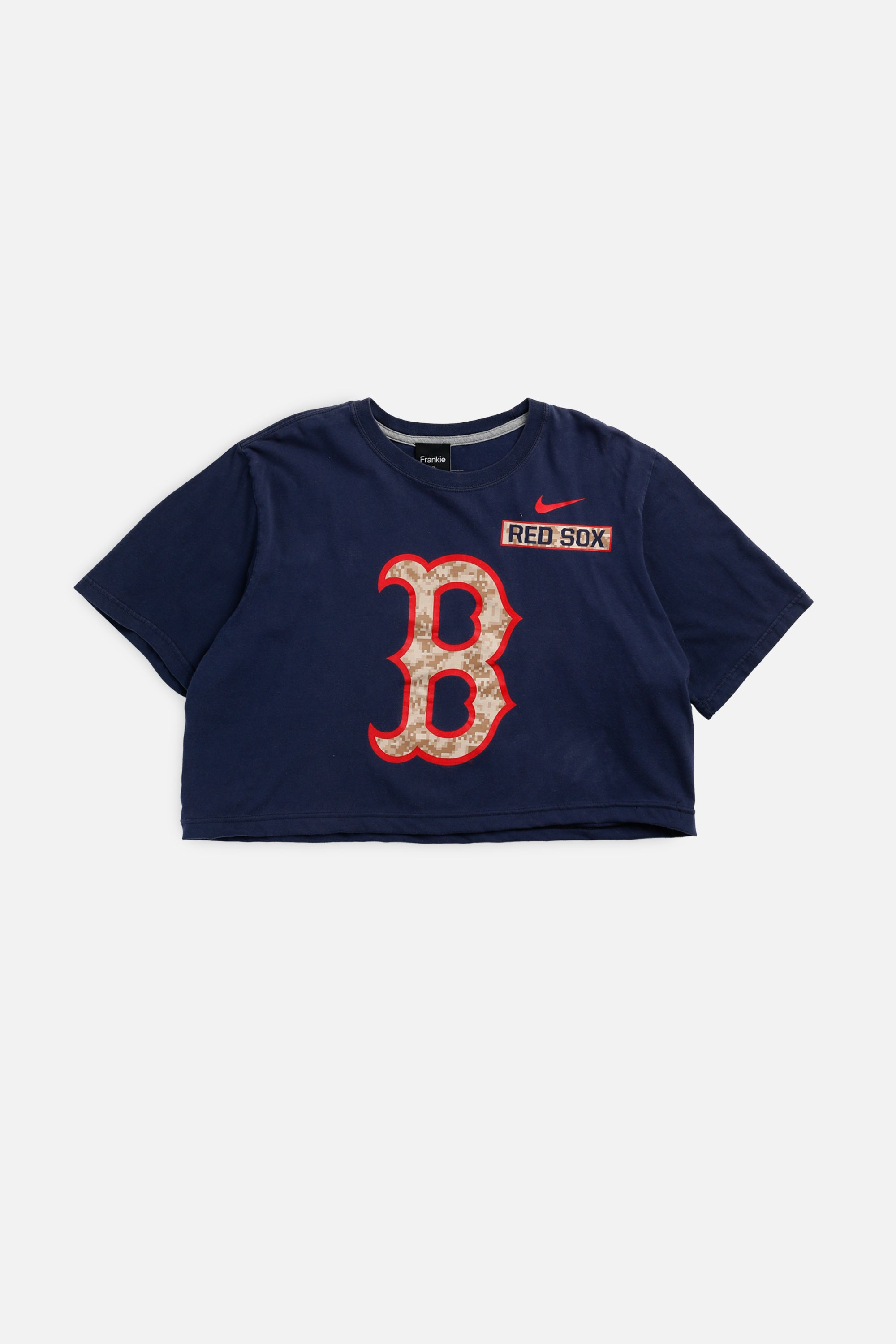 Rework Boston Red Sox MLB Crop Tee - XL-TOPS-MLB-XL-Frankie Collective Rare Vintage Streetwear Reworks