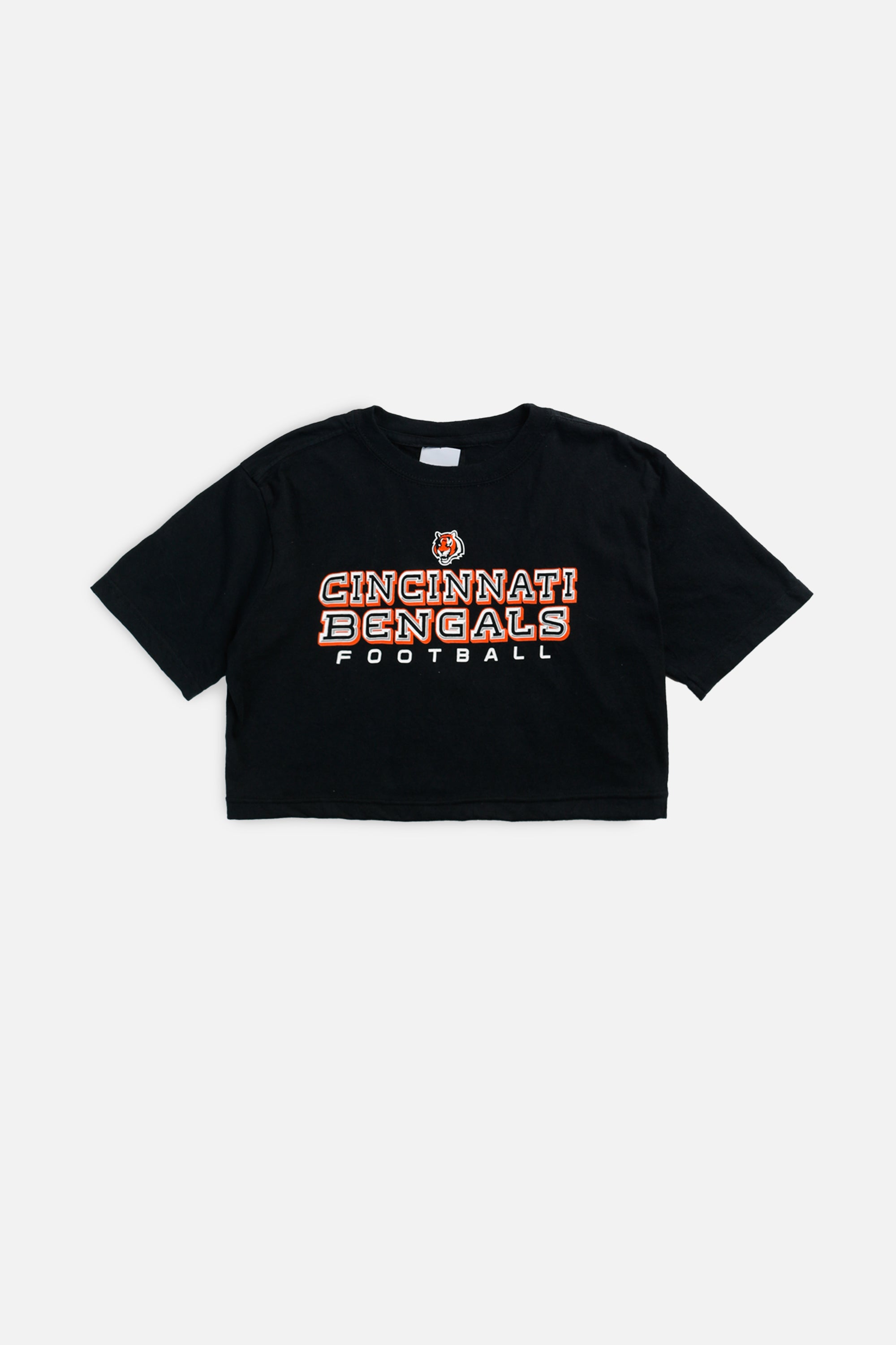 Rework Cincinnati Bengals NFL Crop Tee - XS-TOPS-NFL-XS-Frankie Collective Rare Vintage Streetwear Reworks