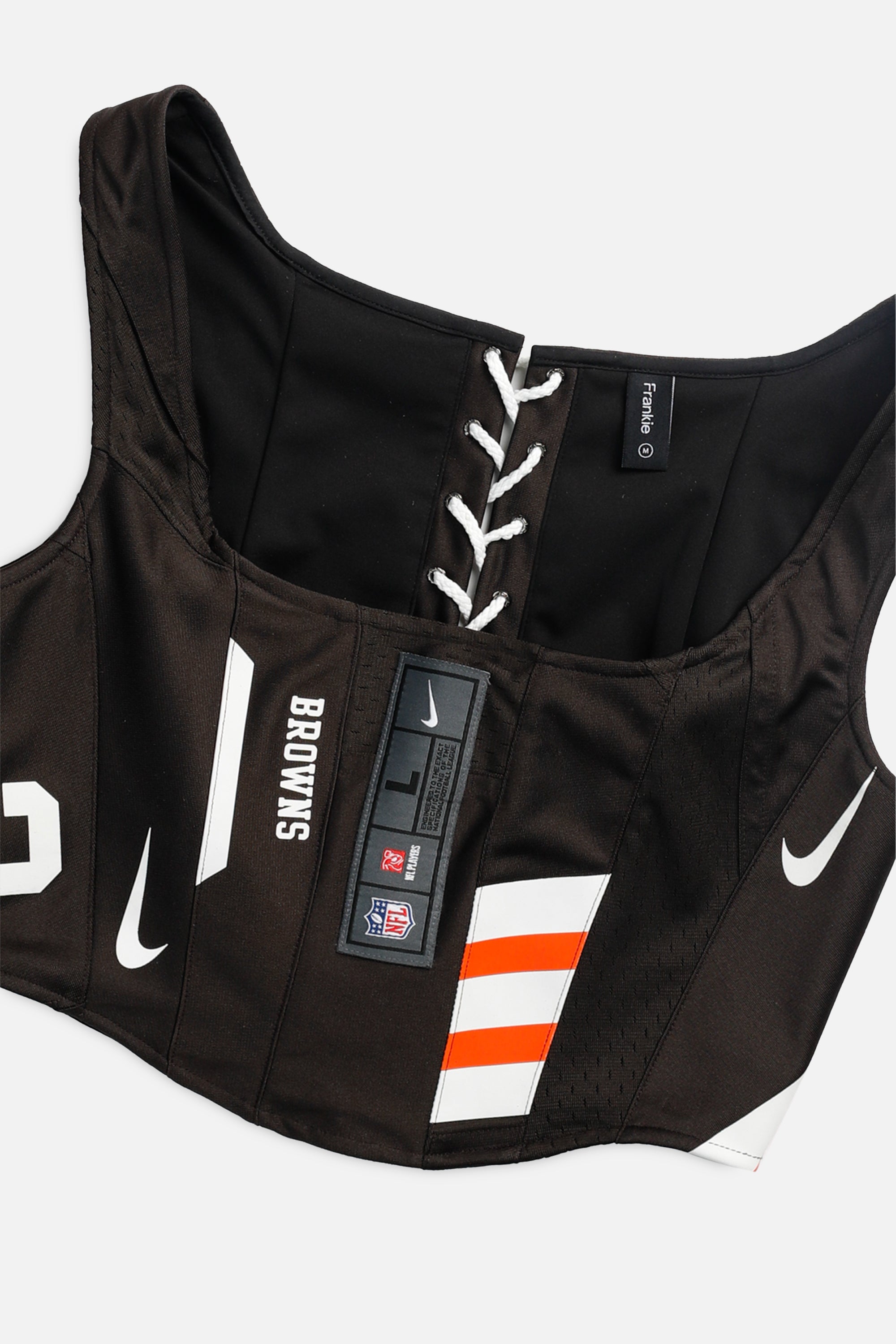 Rework Cleveland Browns NFL Corset - M-TOPS-NFL-M-Frankie Collective Rare Vintage Streetwear Reworks