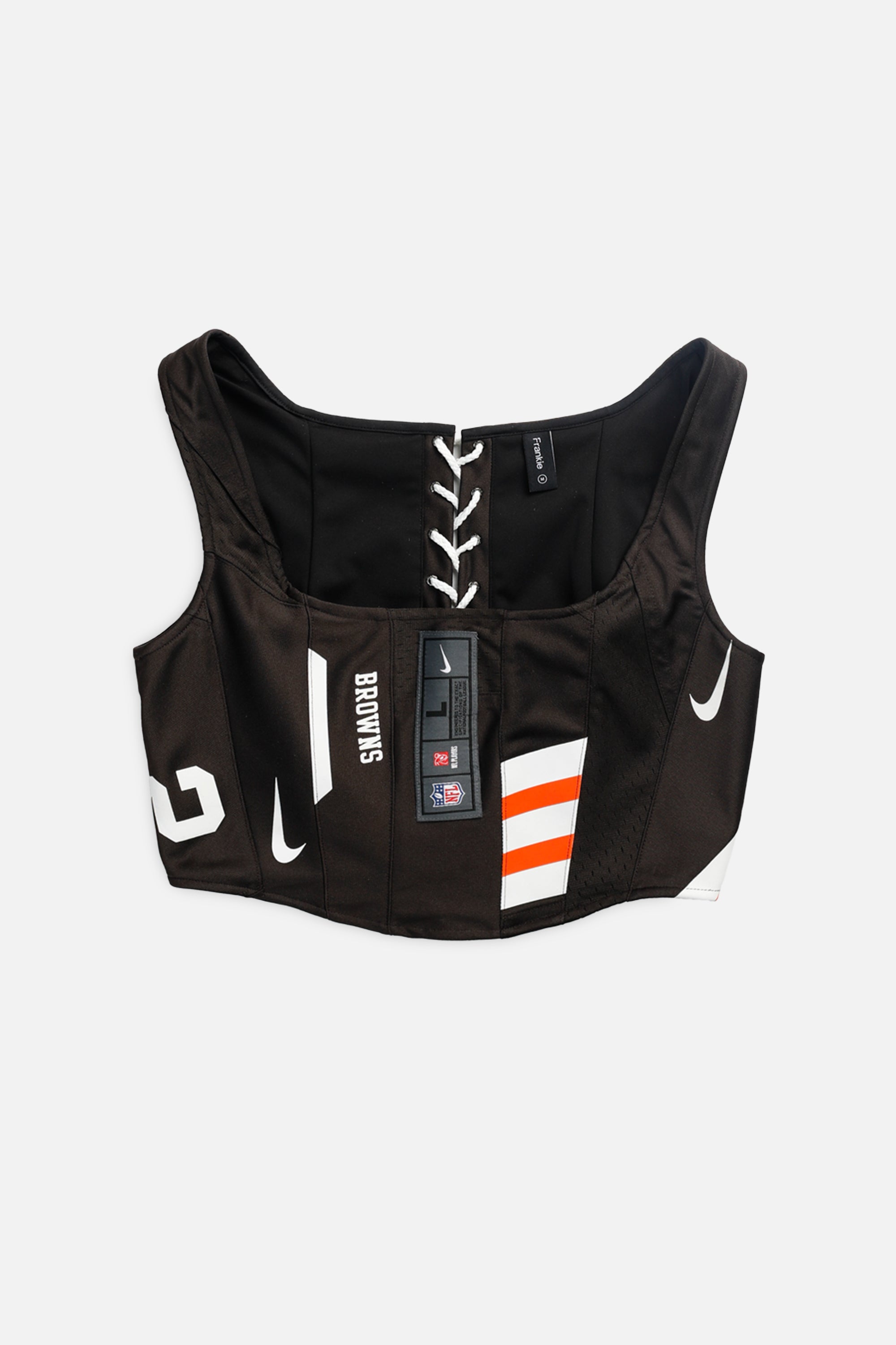 Rework Cleveland Browns NFL Corset - M-TOPS-NFL-M-Frankie Collective Rare Vintage Streetwear Reworks
