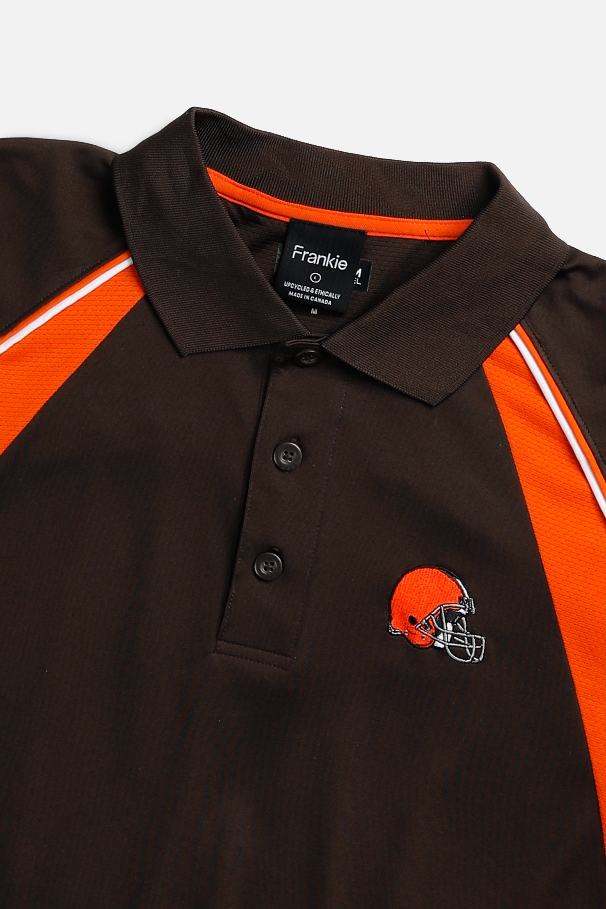 Rework Cleveland Browns NFL Crop Collared Tee - L-TOPS-NFL-L-Frankie Collective Rare Vintage Streetwear Reworks