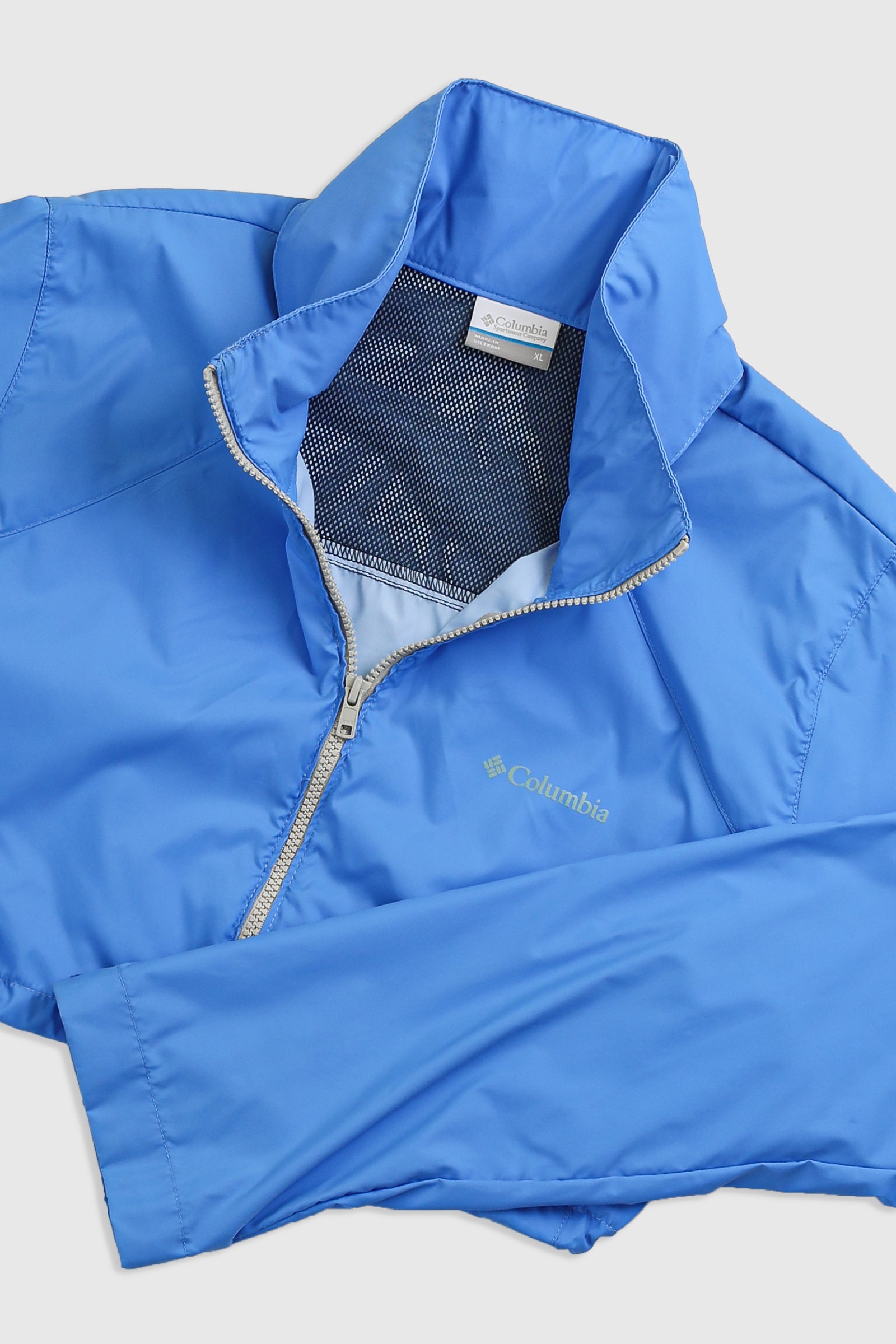 Rework Columbia Crop Windbreaker Jacket - XL-SWEATERS-Columbia-Frankie Collective Rare Vintage Streetwear Reworks