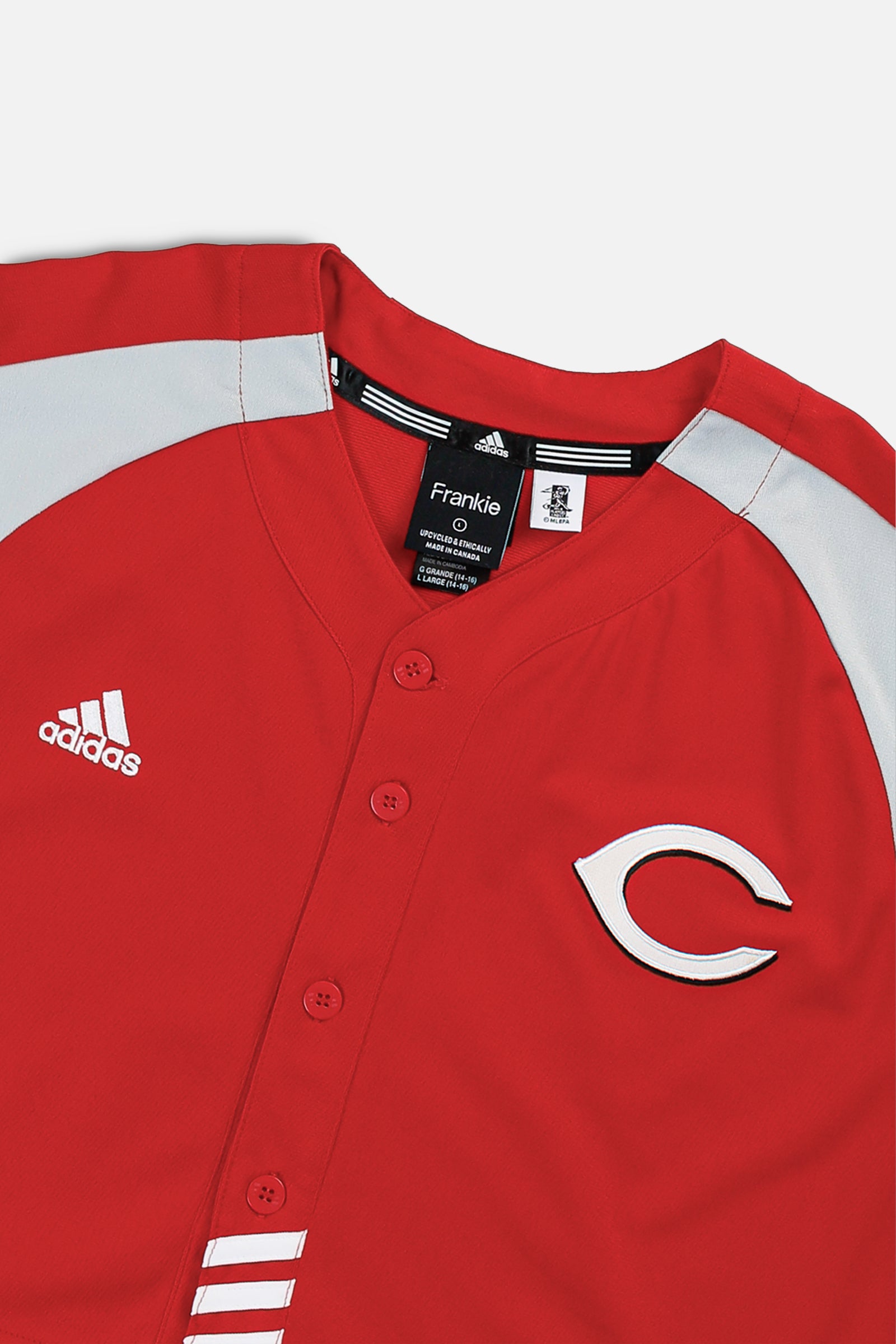 Rework Crop Cincinati Reds MLB Jersey - L-TOPS-MLB-L-Frankie Collective Rare Vintage Streetwear Reworks