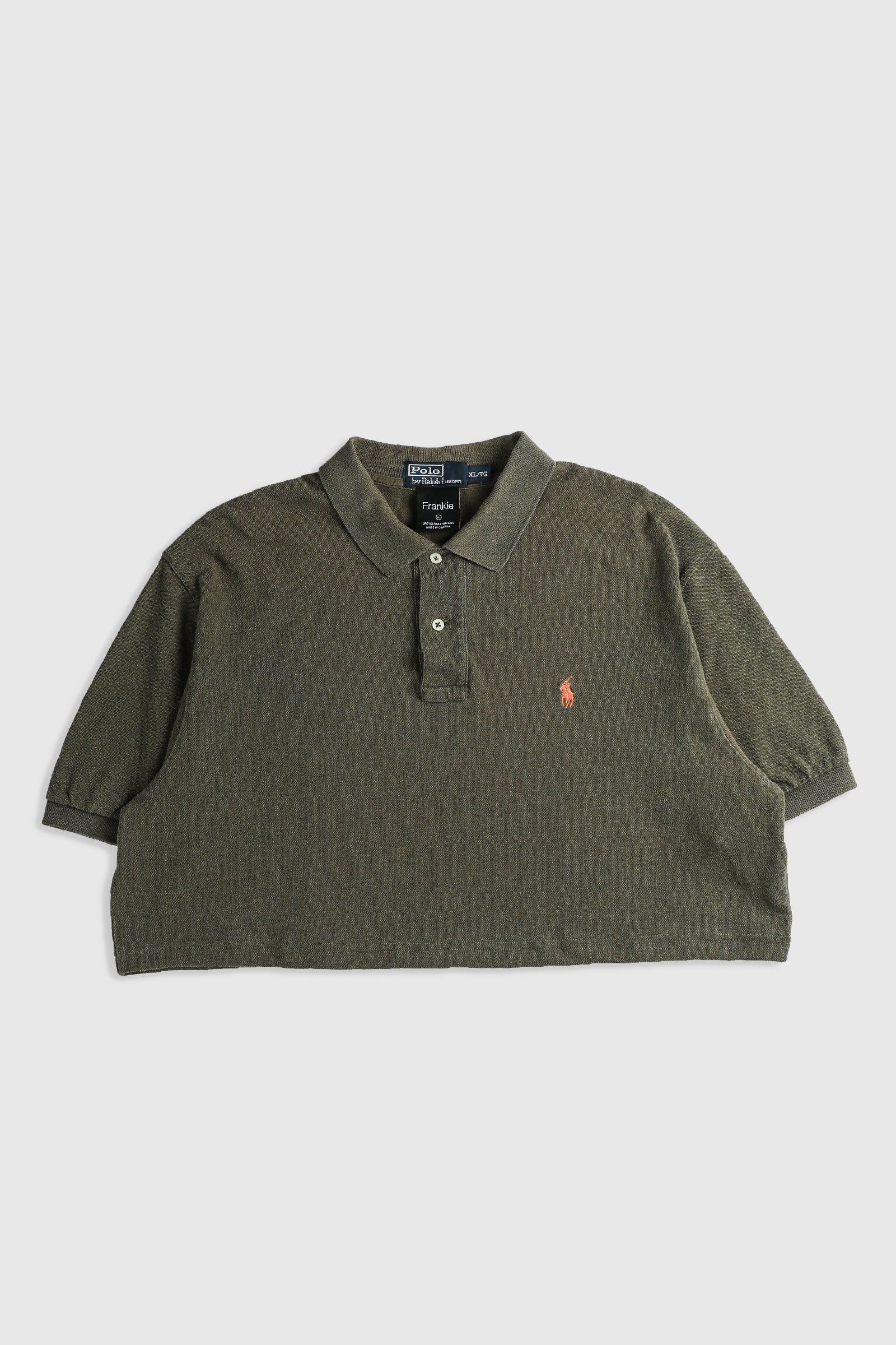 Rework Crop Collared Tee - XL-TOPS-vendor-unknown-Frankie Collective Rare Vintage Streetwear Reworks