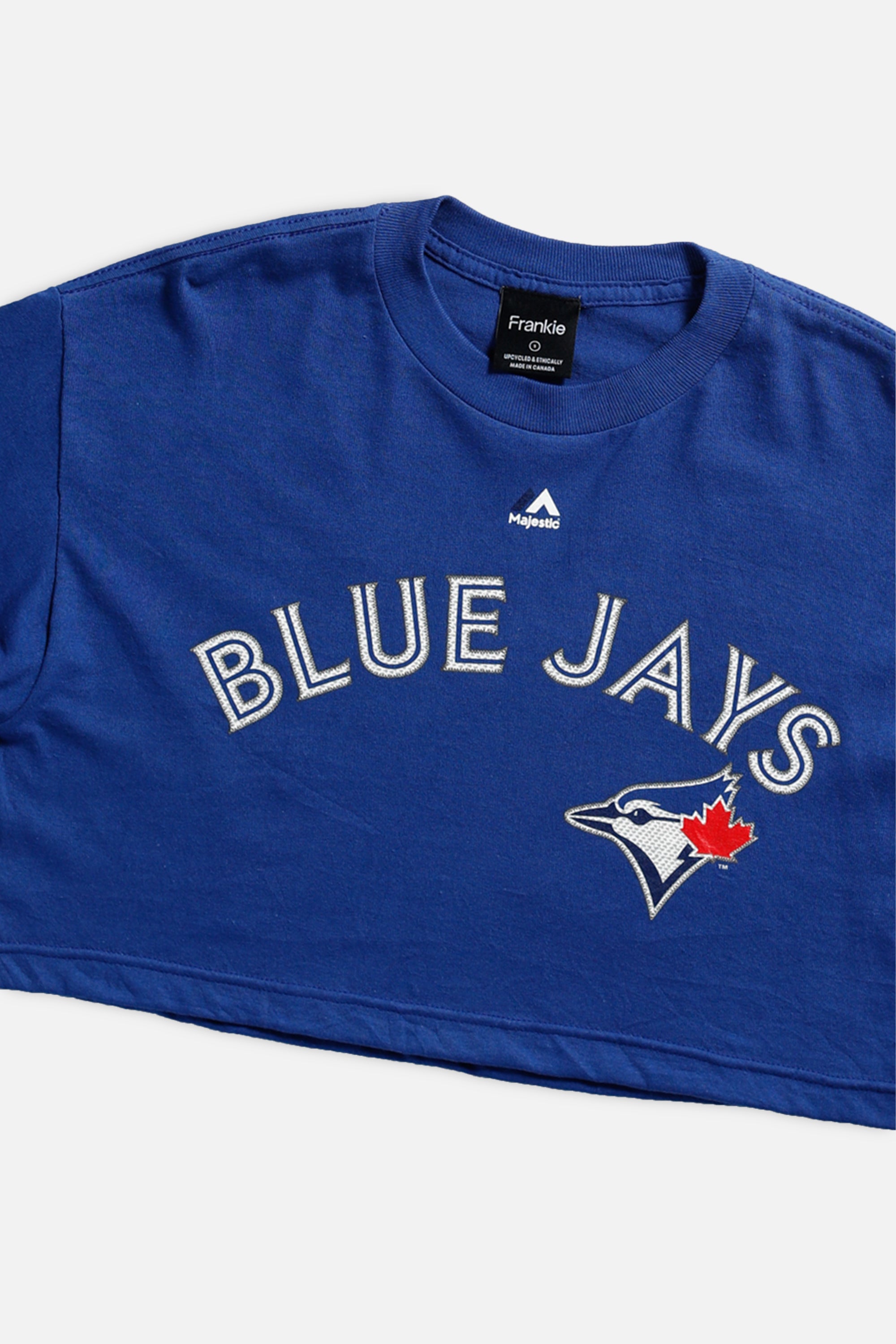 Rework Crop Toronto Blue Jays MLB Tee - S-TOPS-MLB-S-Frankie Collective Rare Vintage Streetwear Reworks