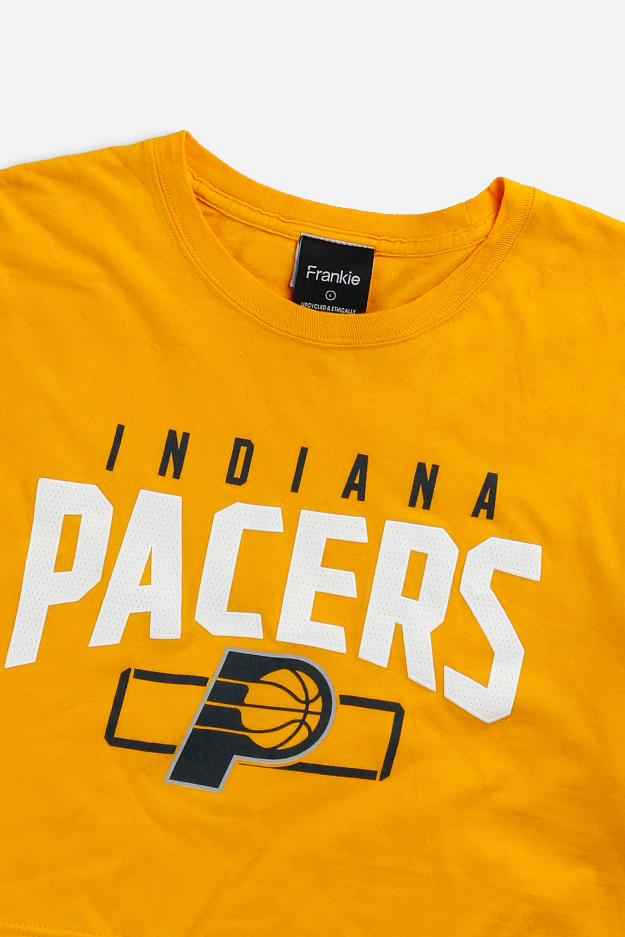 Rework Indiana Pacers NBA Crop Tee - L-TOPS-NBA-L-Frankie Collective Rare Vintage Streetwear Reworks