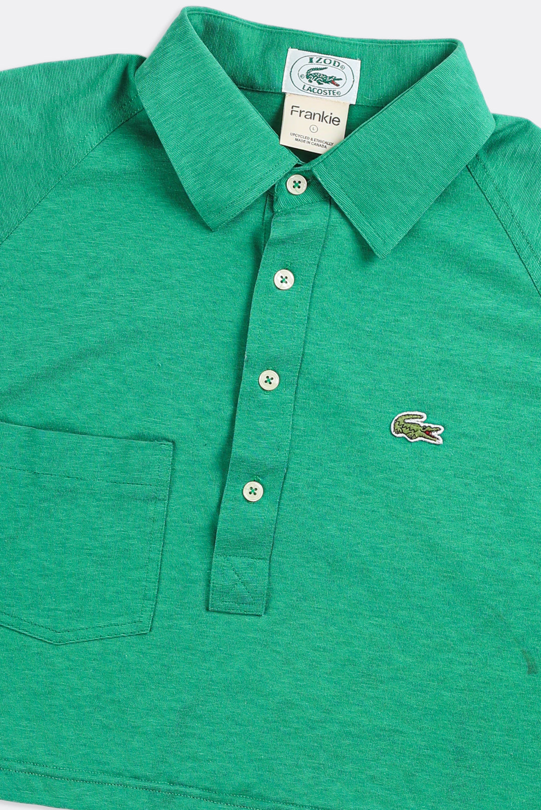 Rework Lacoste Collared Crop Tee - L-TOPS-lacoste-Frankie Collective Rare Vintage Streetwear Reworks