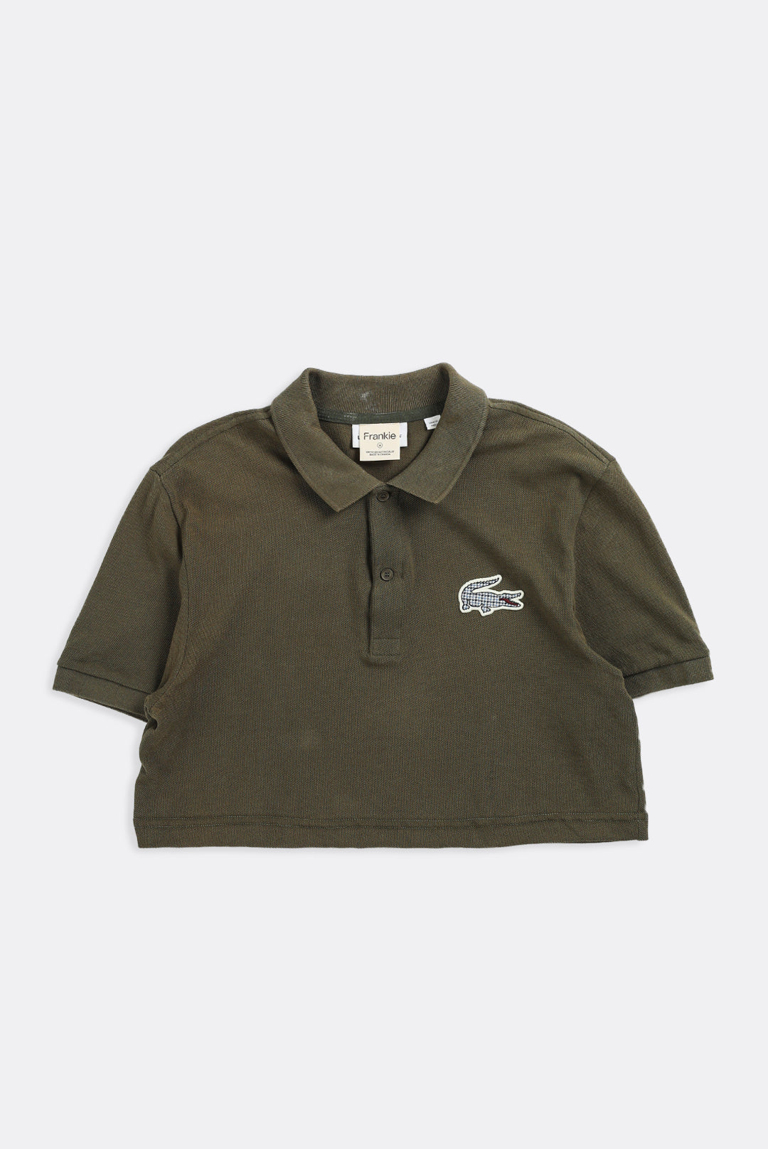 Rework Lacoste Collared Crop Tee - M-TOPS-lacoste-Frankie Collective Rare Vintage Streetwear Reworks