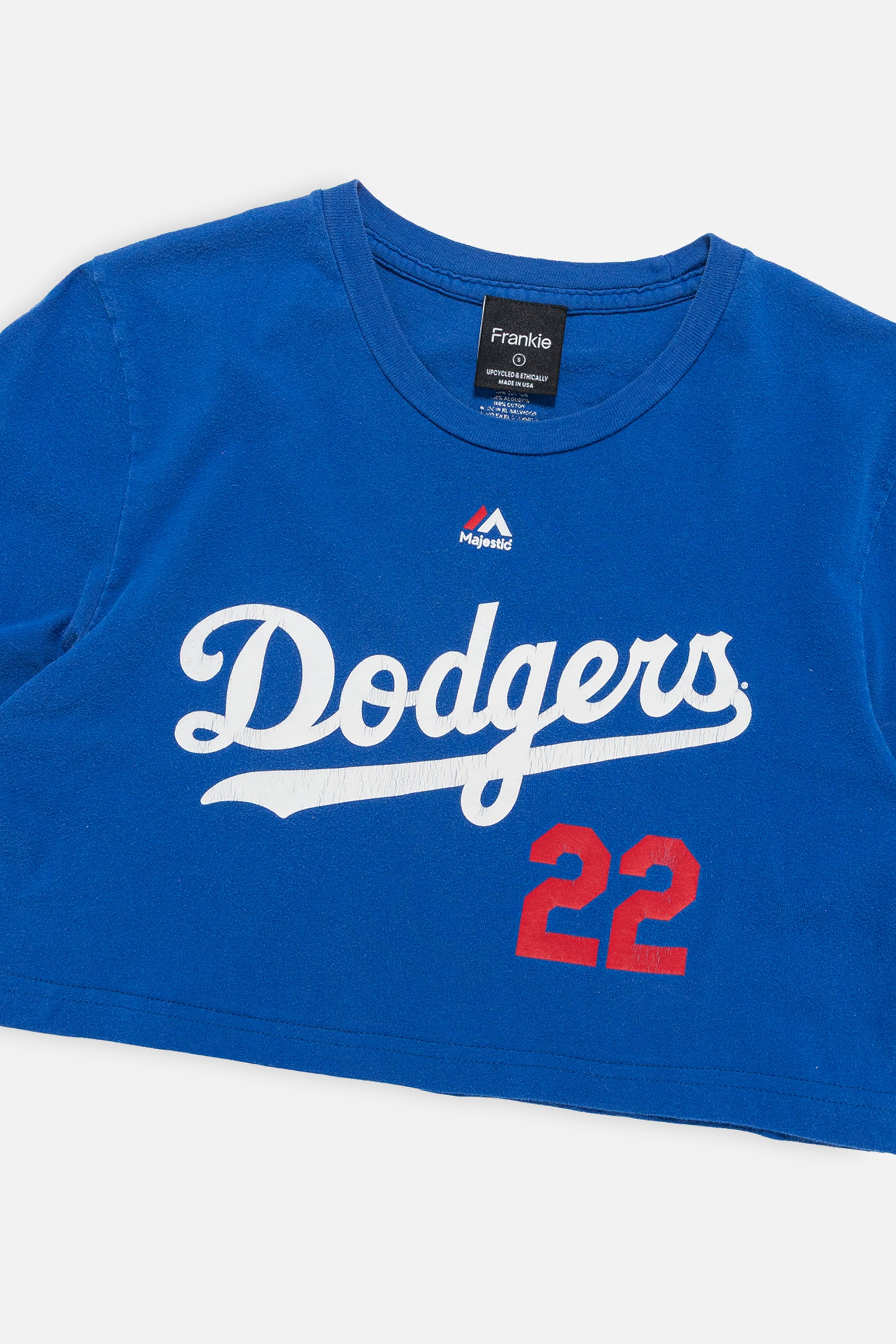 Rework Los Angeles Dodgers Crop Tee-MLB-Frankie Collective-Rework-Vintage-Streetwear