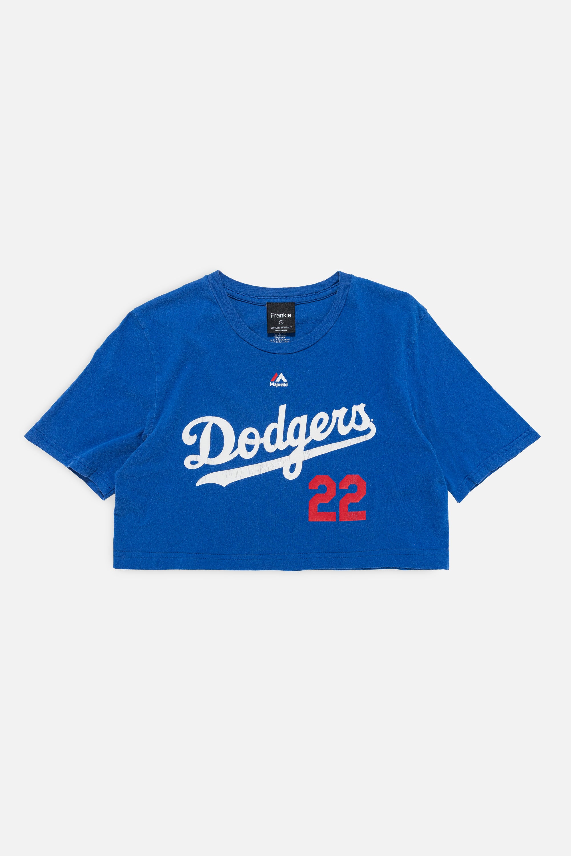 Rework Los Angeles Dodgers Crop Tee-MLB-Frankie Collective-Rework-Vintage-Streetwear
