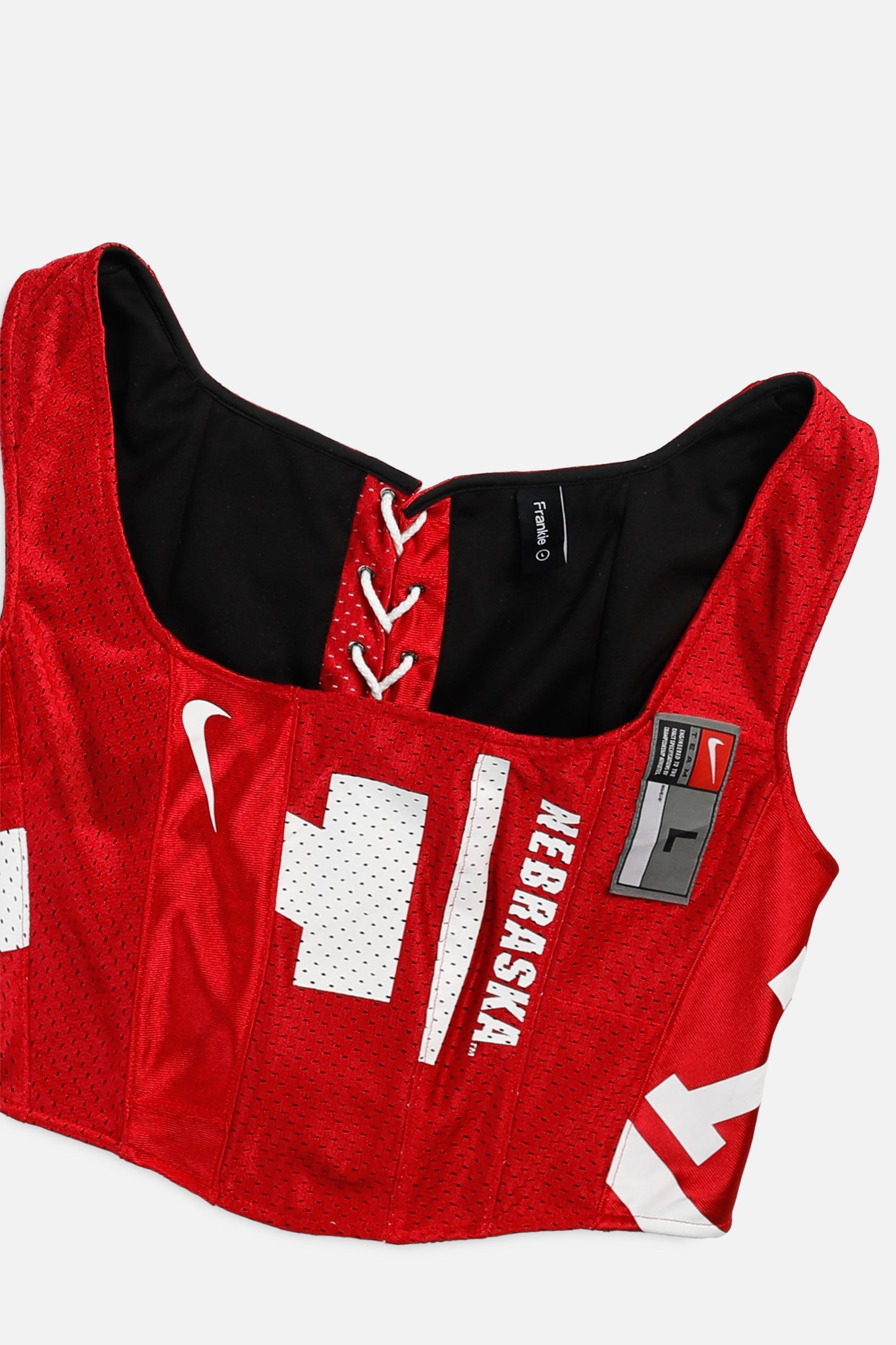Rework Nebraska Cornhuskers NCAA Corset - L-TOPS-NCAA-L-Frankie Collective Rare Vintage Streetwear Reworks