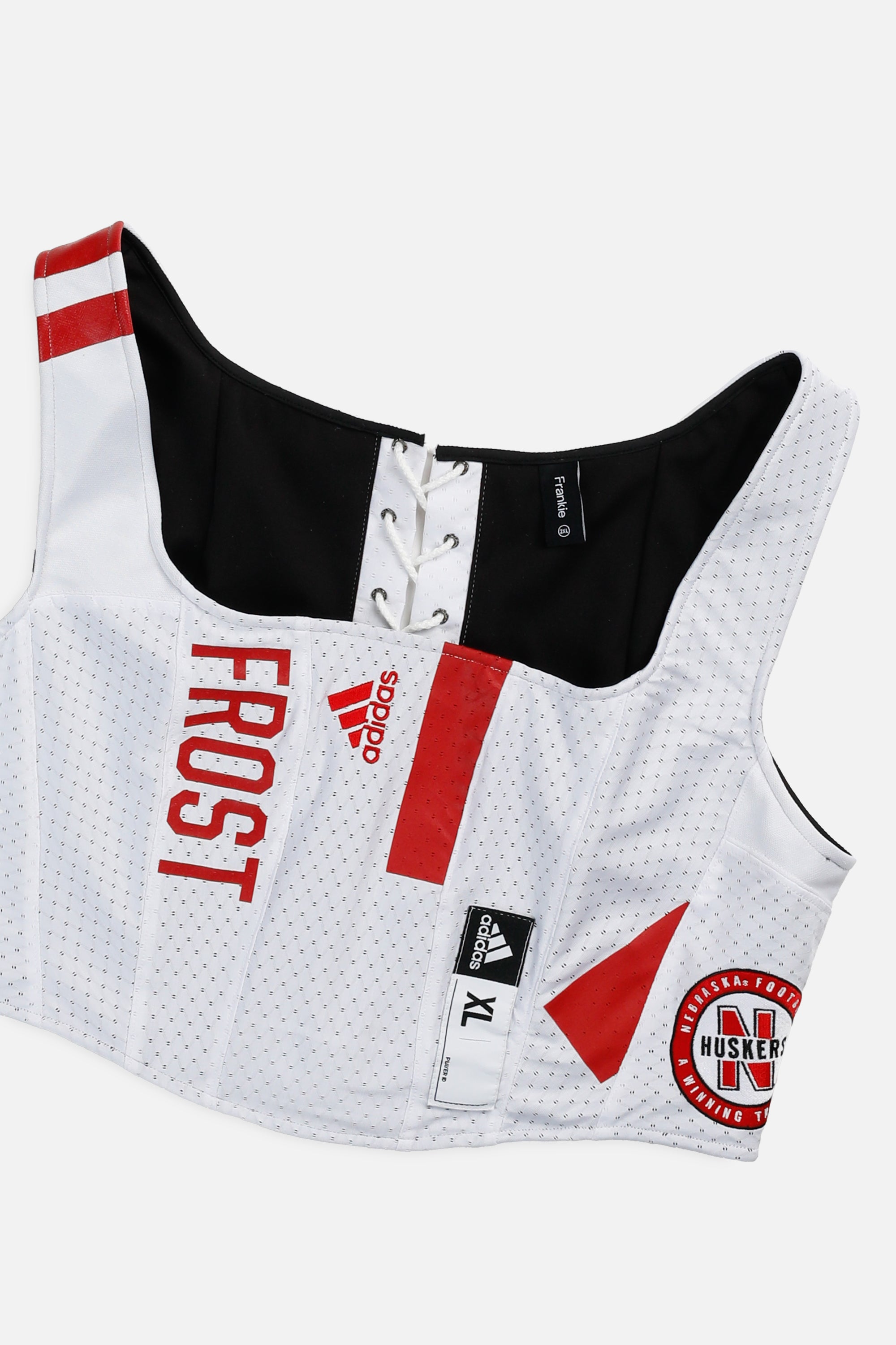 Rework Nebraska Cornhuskers NCAA Corset - XXL-TOPS-NCAA-XXL-Frankie Collective Rare Vintage Streetwear Reworks