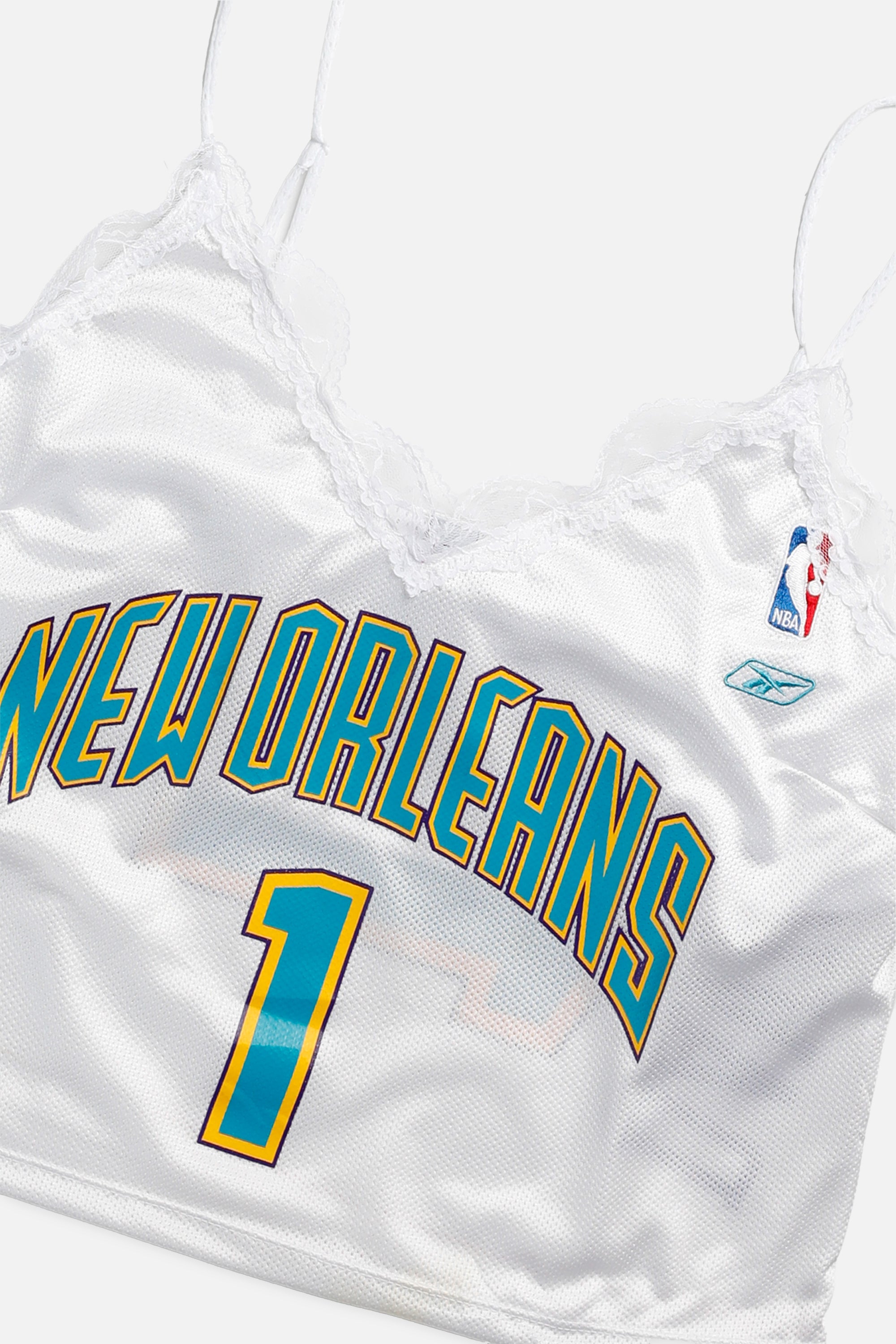Rework New Orleans Hornets NBA Lace Tank - XL-TOPS-NBA-XL-Frankie Collective Rare Vintage Streetwear Reworks