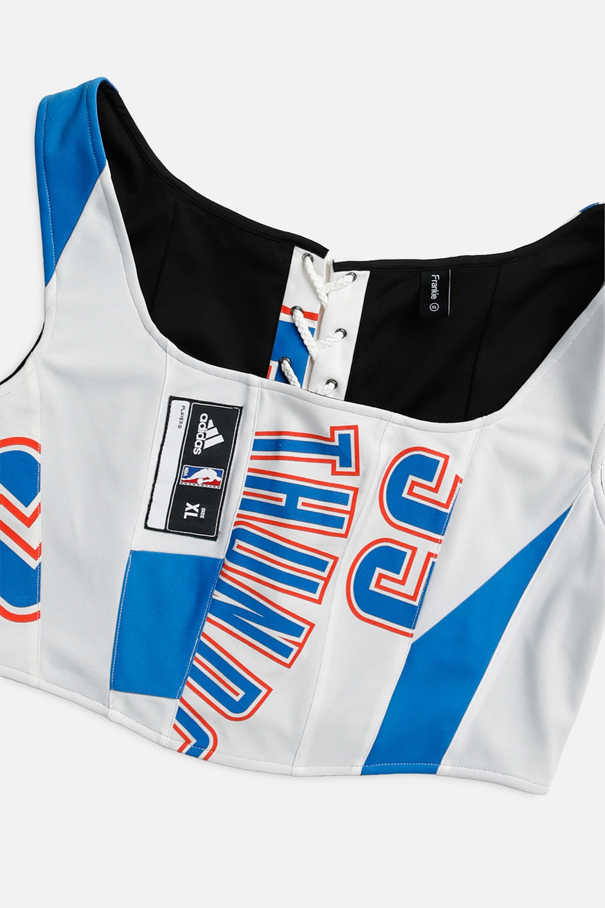 Rework Oklahoma City Thunder NBA Corset - XL-TOPS-NBA-XL-Frankie Collective Rare Vintage Streetwear Reworks