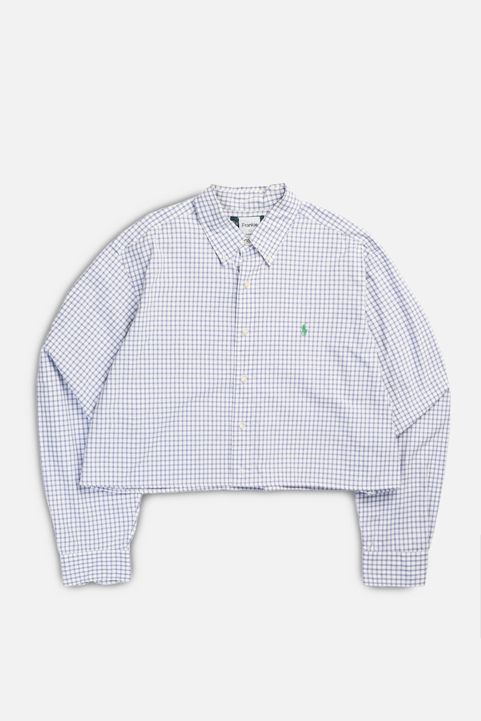 Rework Oxford Crop Shirt - L-TOPS-vendor-unknown-L-Frankie Collective Rare Vintage Streetwear Reworks